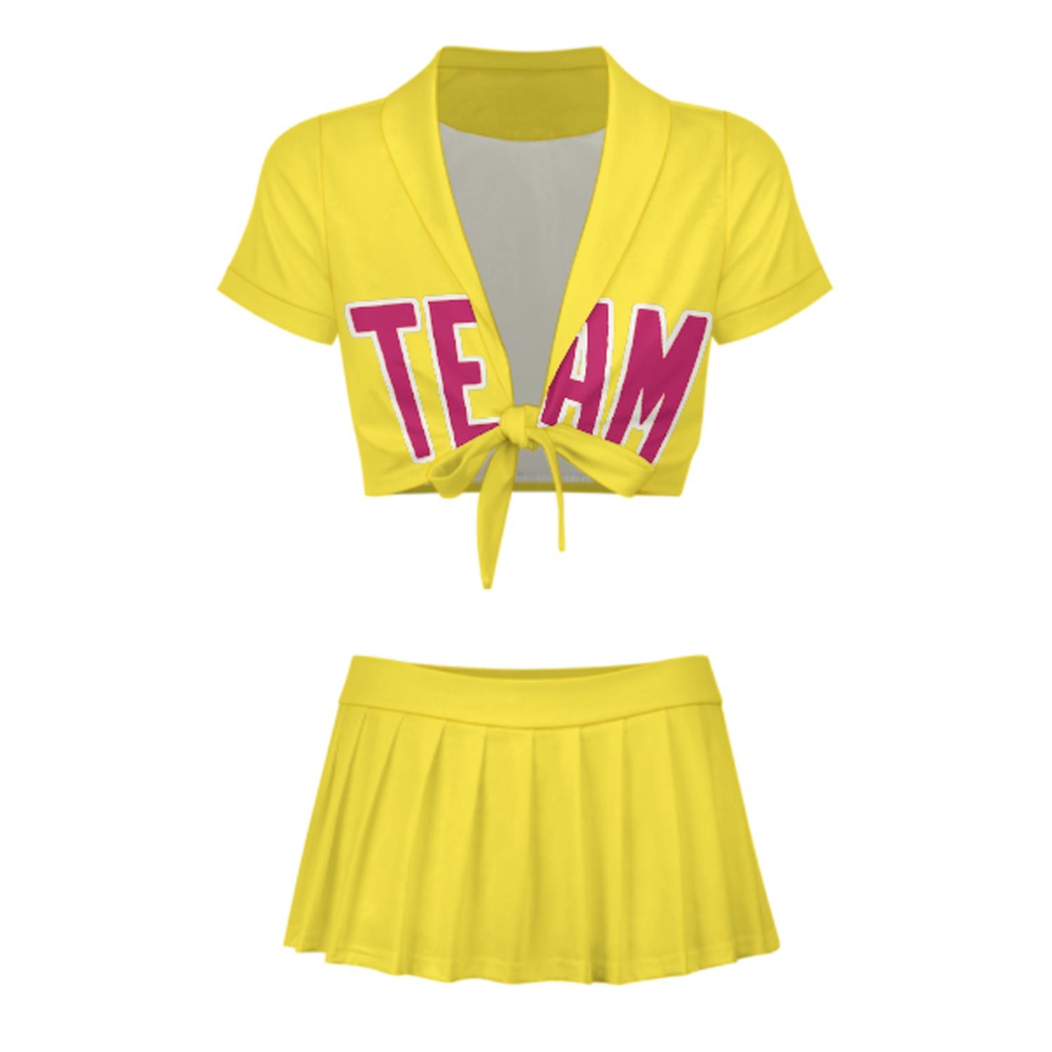 Maßgeschneidertes Blassgelb Rosarot Cheerleader Outfit Set