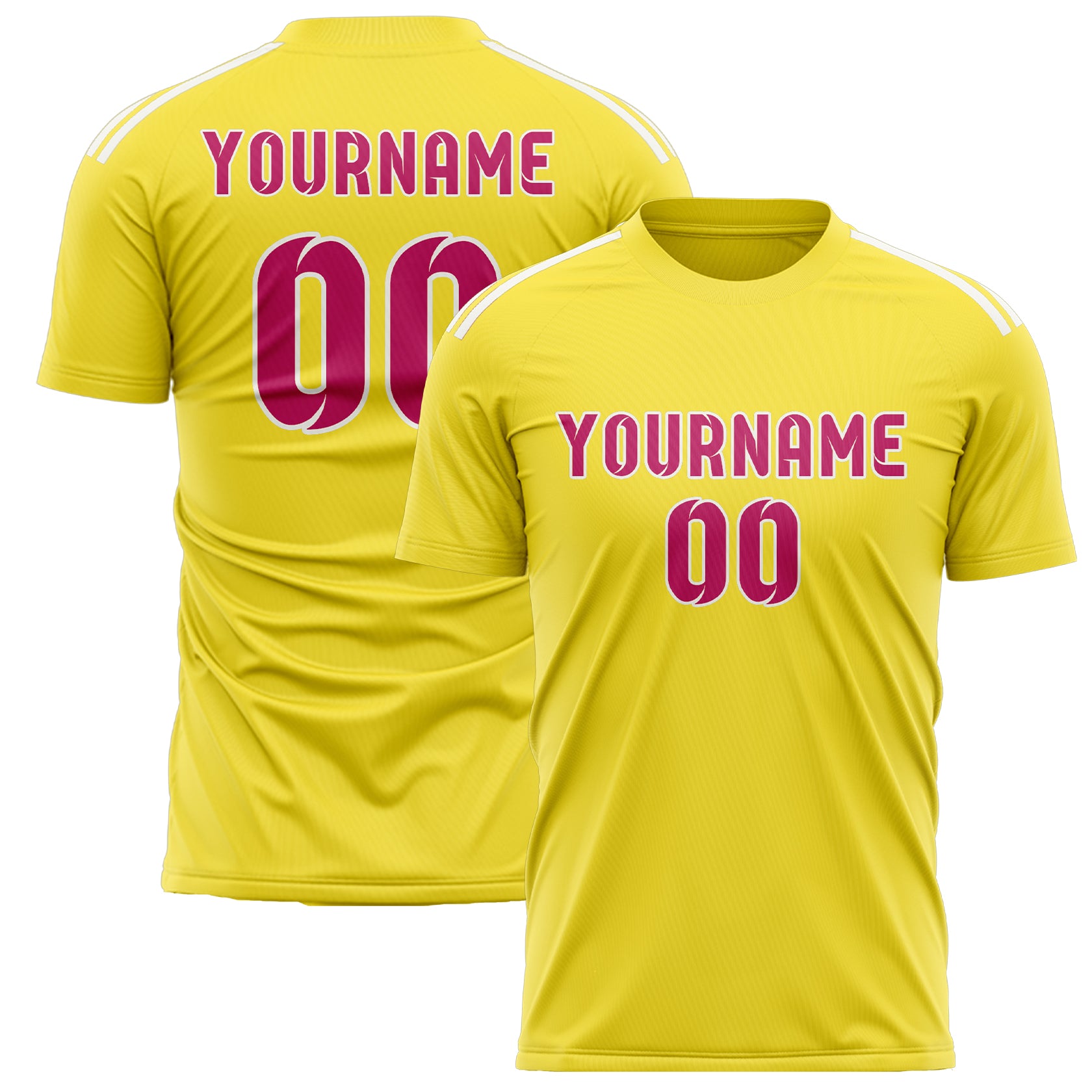 Benutzerdefiniertes Professionelles Blassgelb Rosarot Fußballtrikot