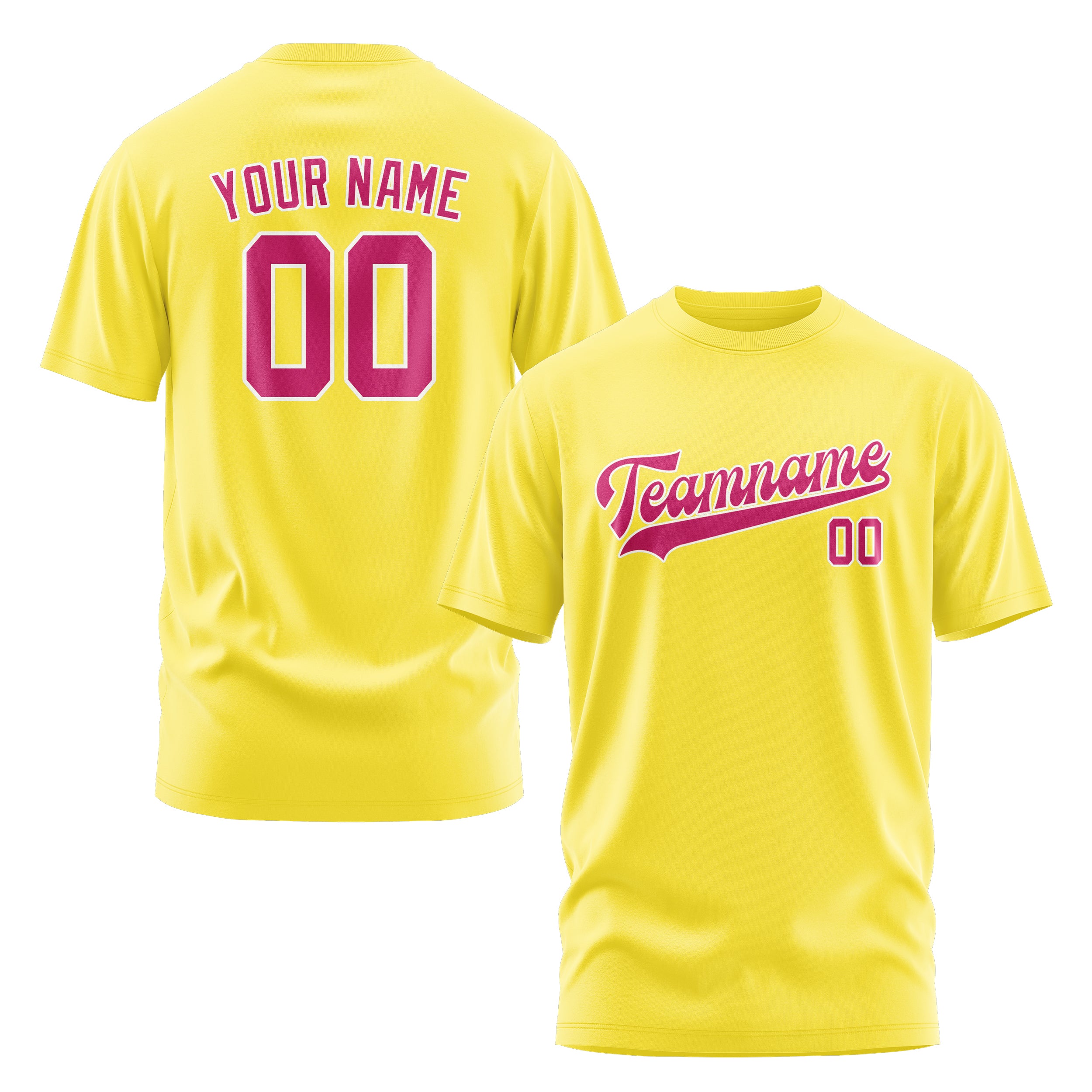Maßgeschneidertes Blassgelb Rosarot T-Shirt