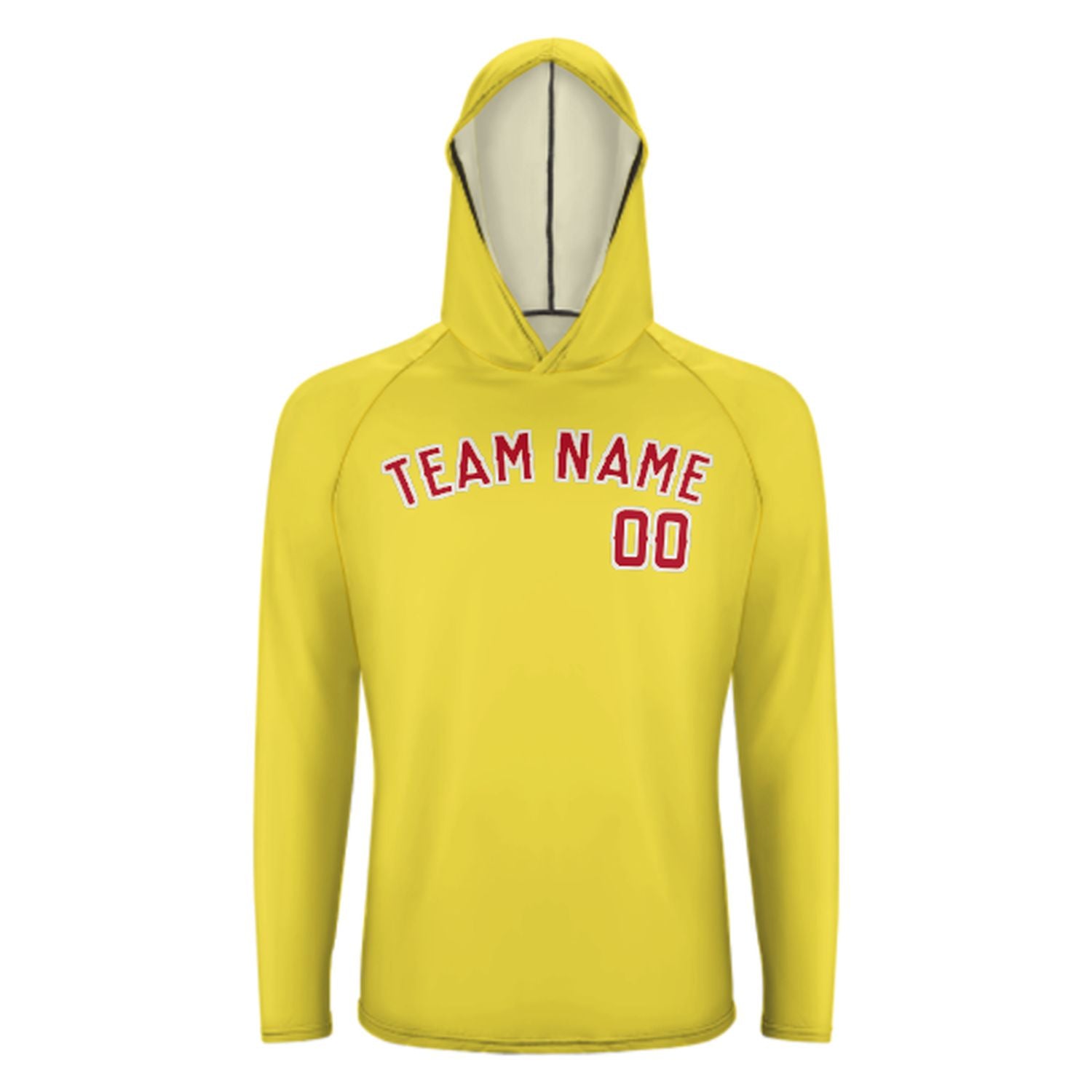 Na míru světle žlutá červená UV-hoodie
