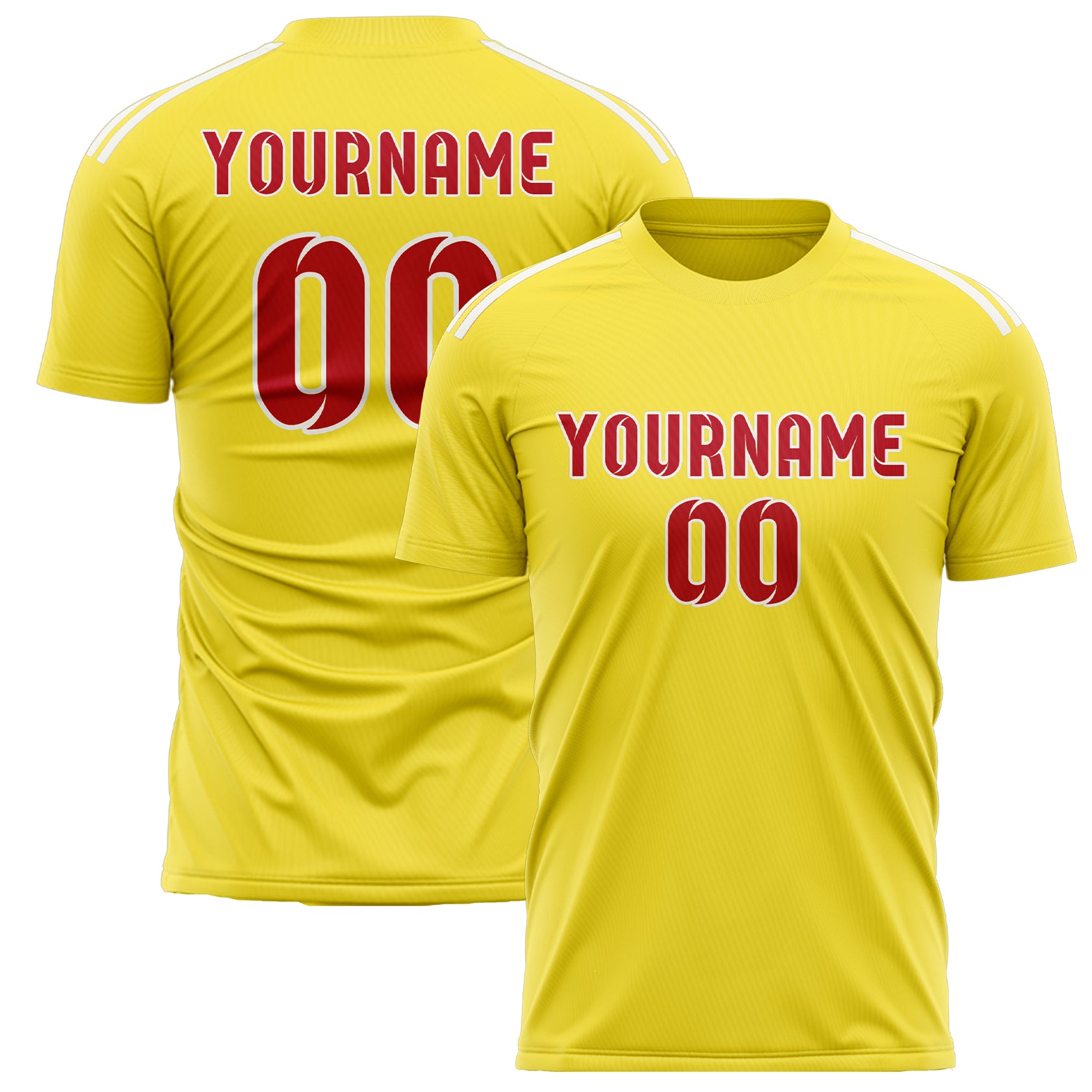 Benutzerdefiniertes Professionelles Blassgelb Rot Fußballtrikot