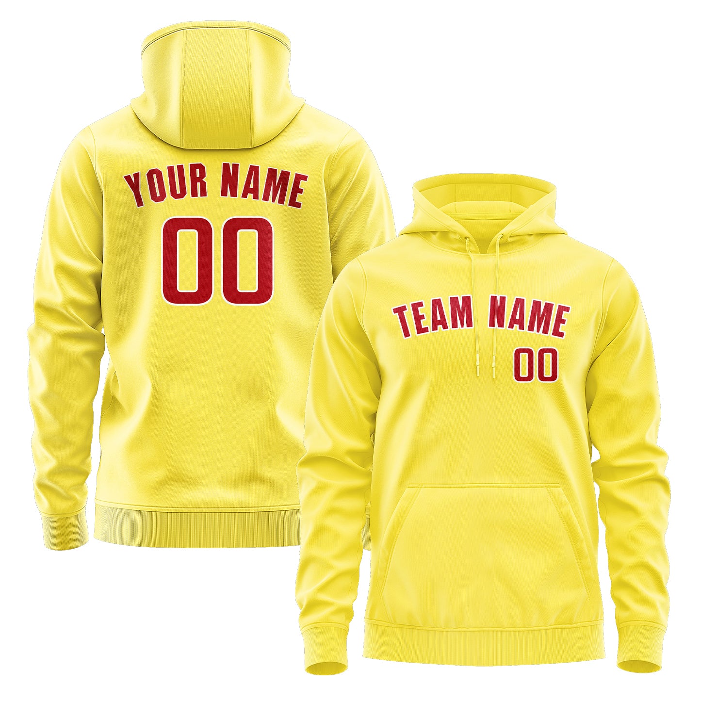 Maßgeschneidertes Blassgelb Rot Hoodie