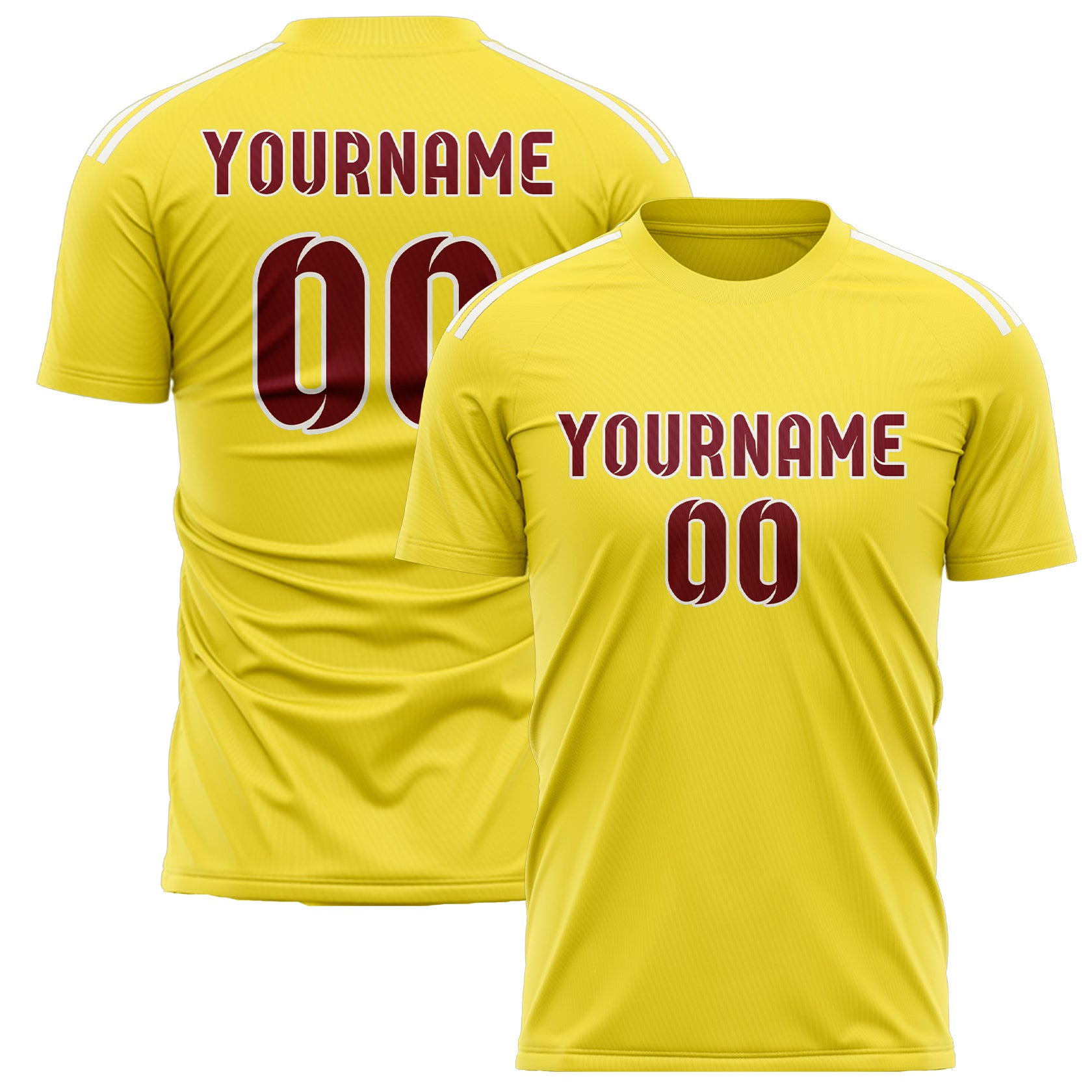 Benutzerdefiniertes Professionelles Blassgelb Karmesinrot Fußballtrikot