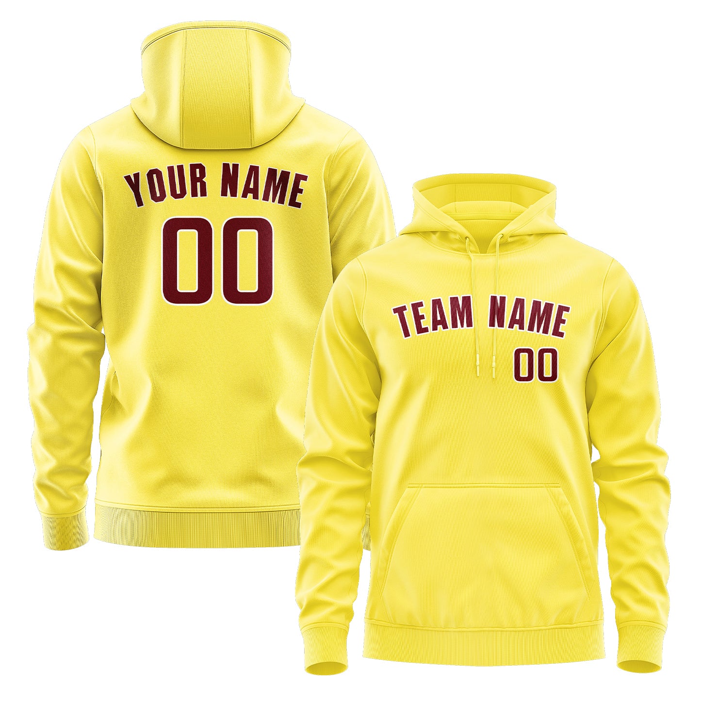 Maßgeschneidertes Blassgelb Karmesinrot Hoodie