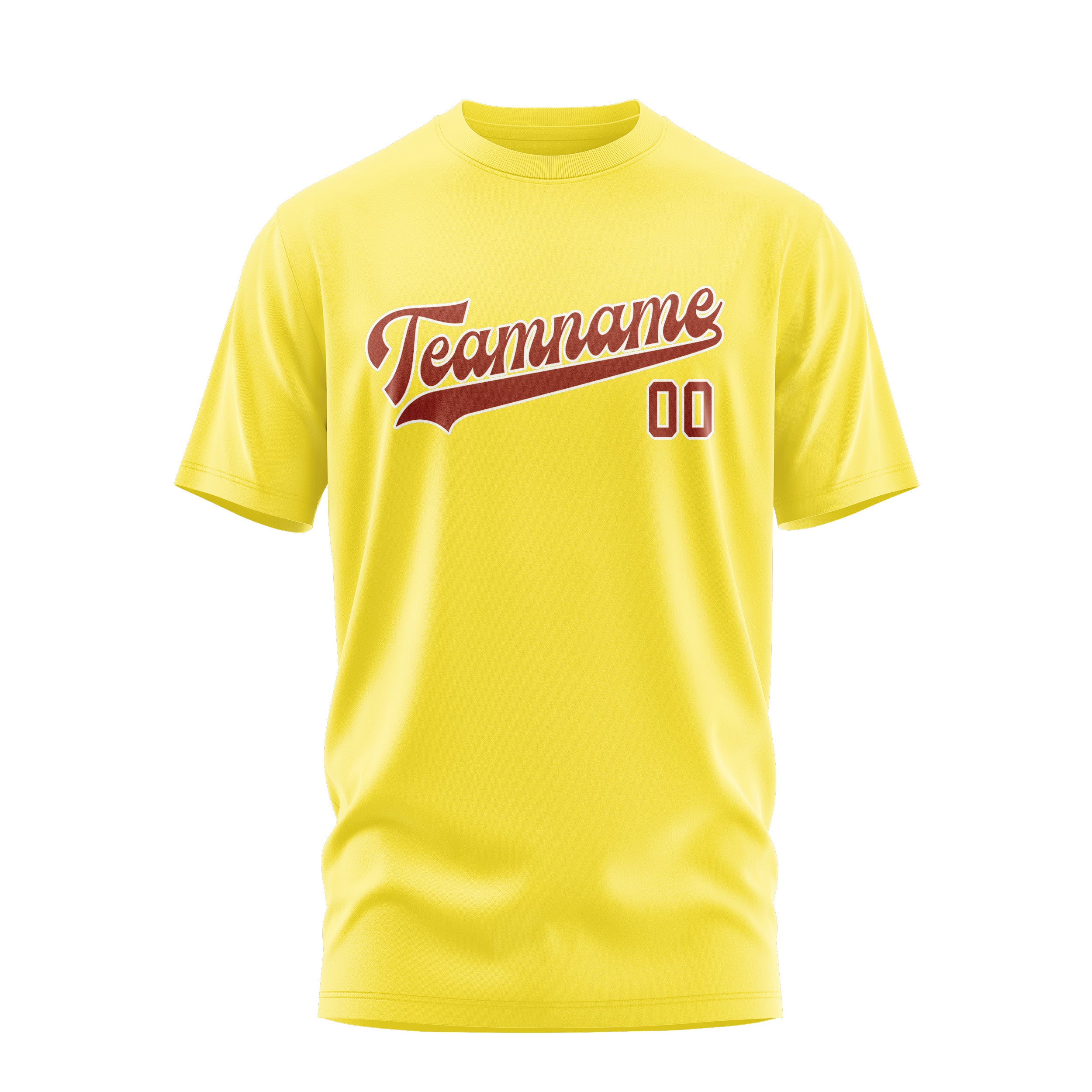 Maßgeschneidertes Blassgelb Korallenrot T-Shirt