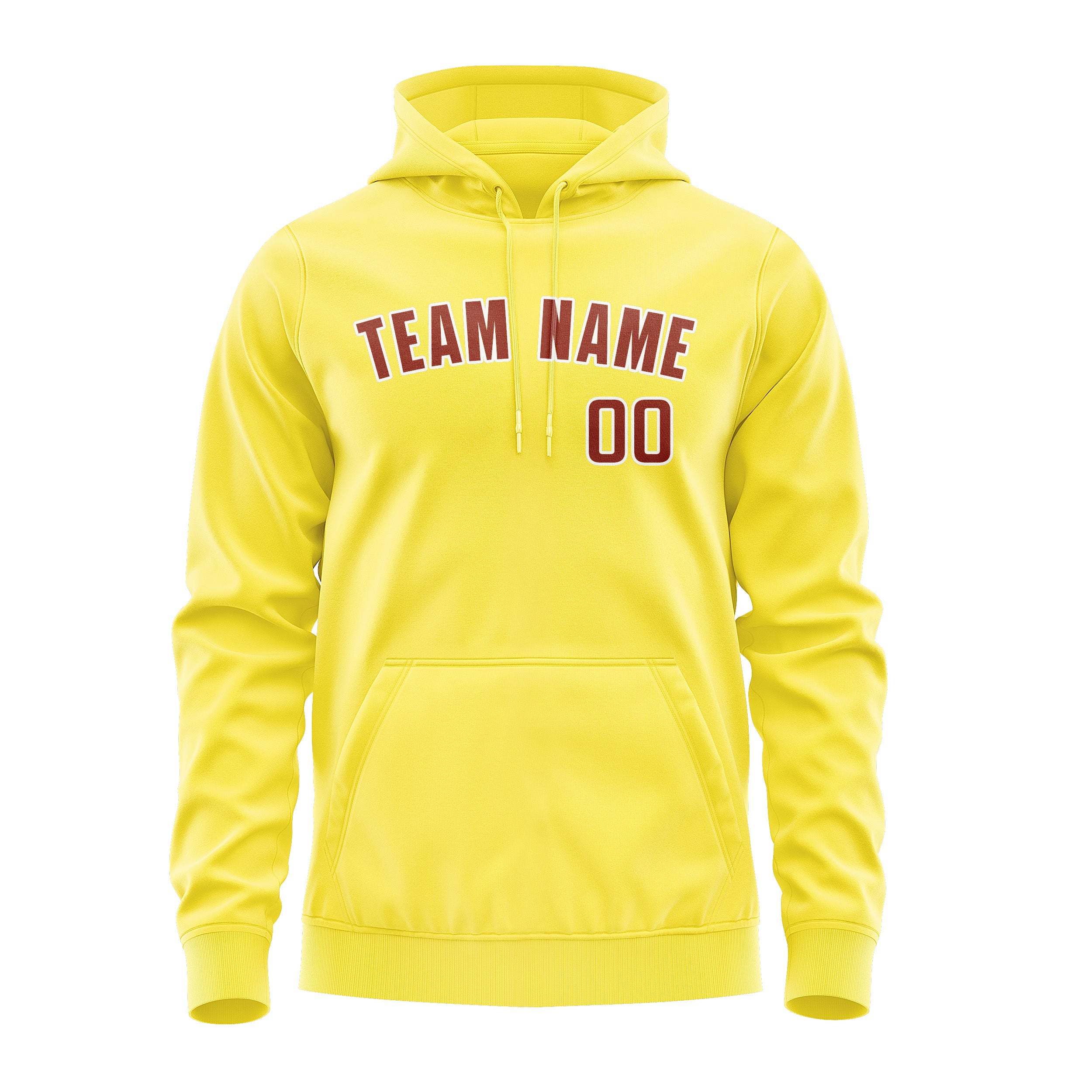 Maßgeschneidertes Blassgelb Korallenrot Hoodie