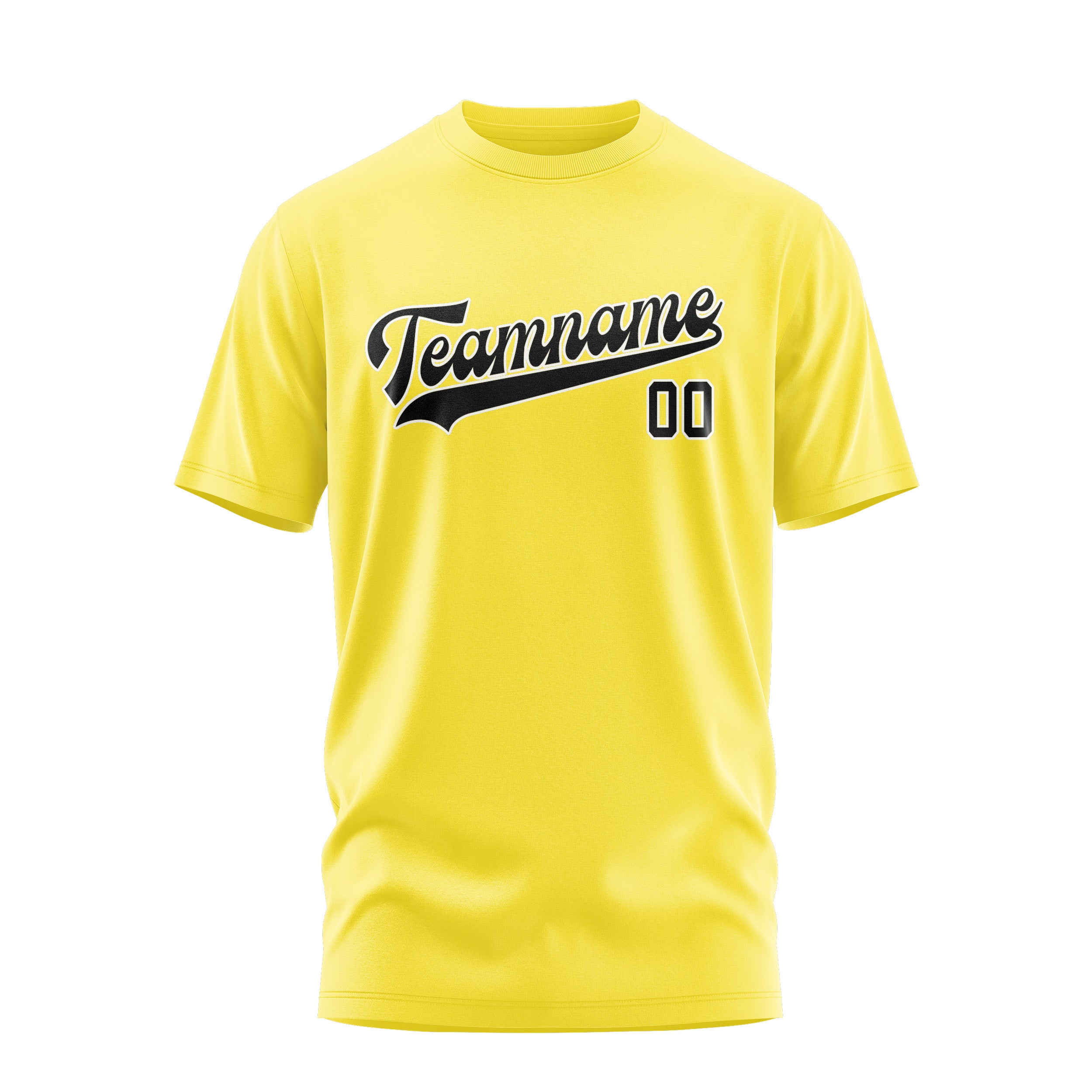 Maßgeschneidertes Blassgelb Schwarz T-Shirt
