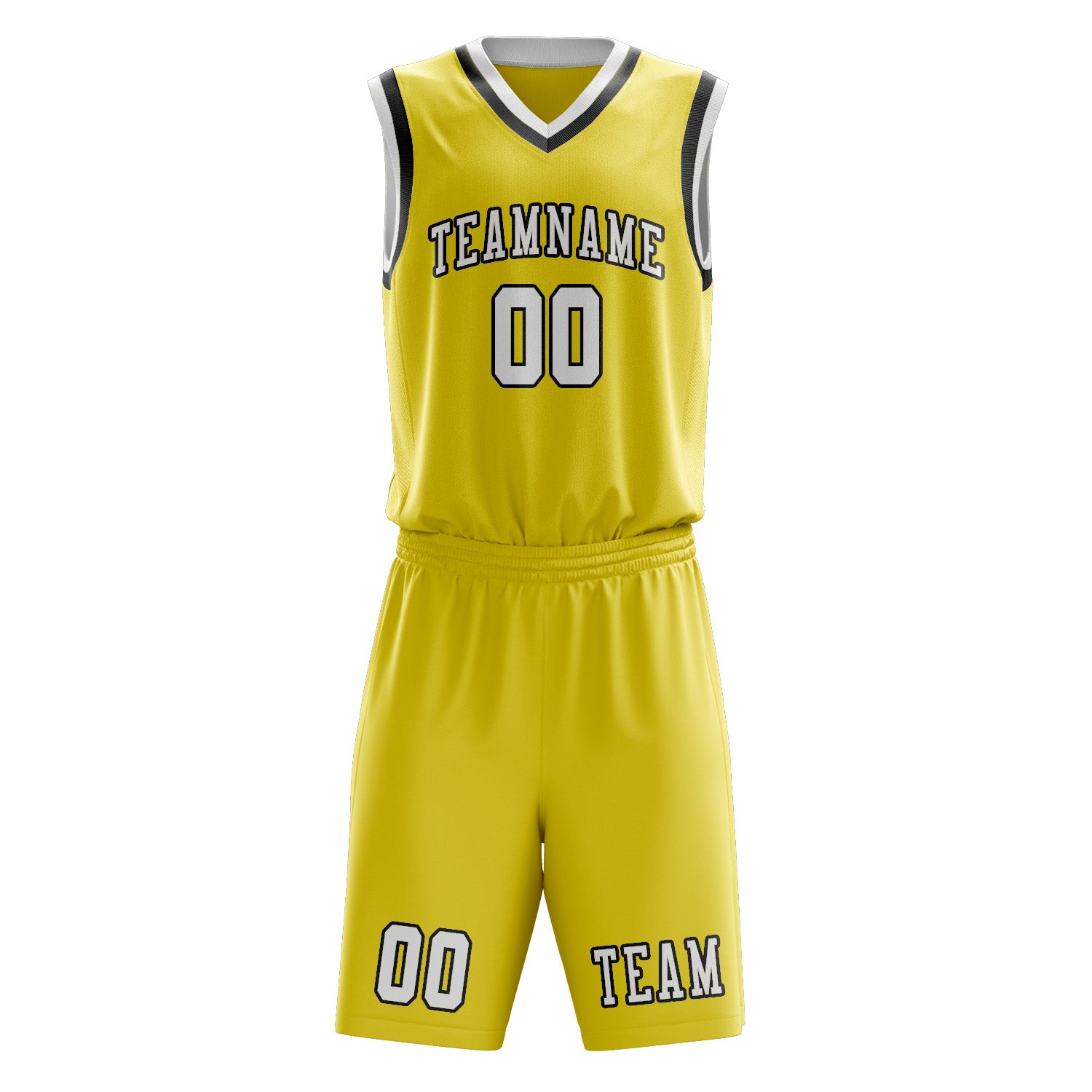 Benutzerdefiniertes Professionelles Blassgelb Weiß Basketballtrikot-Set