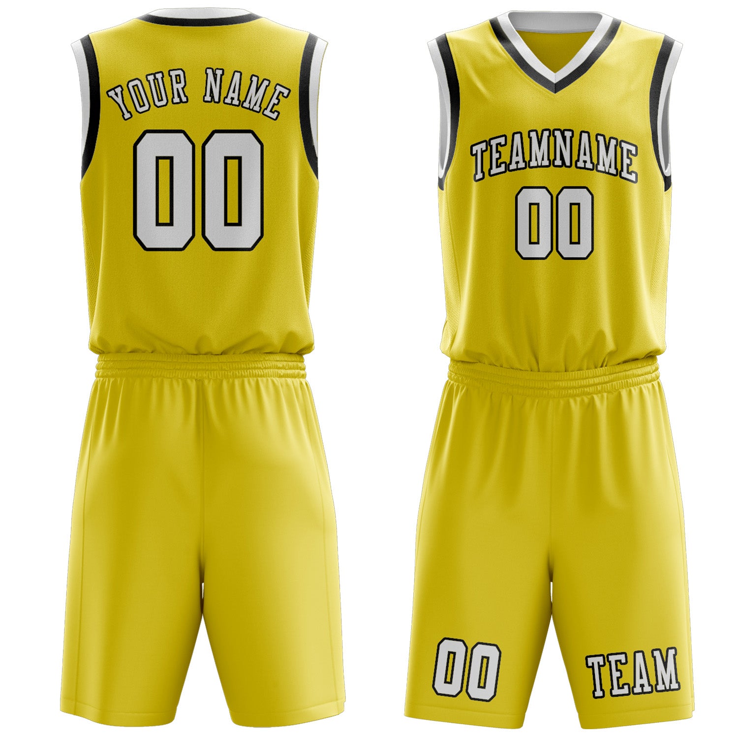 Benutzerdefiniertes Professionelles Blassgelb Weiß Basketballtrikot-Set