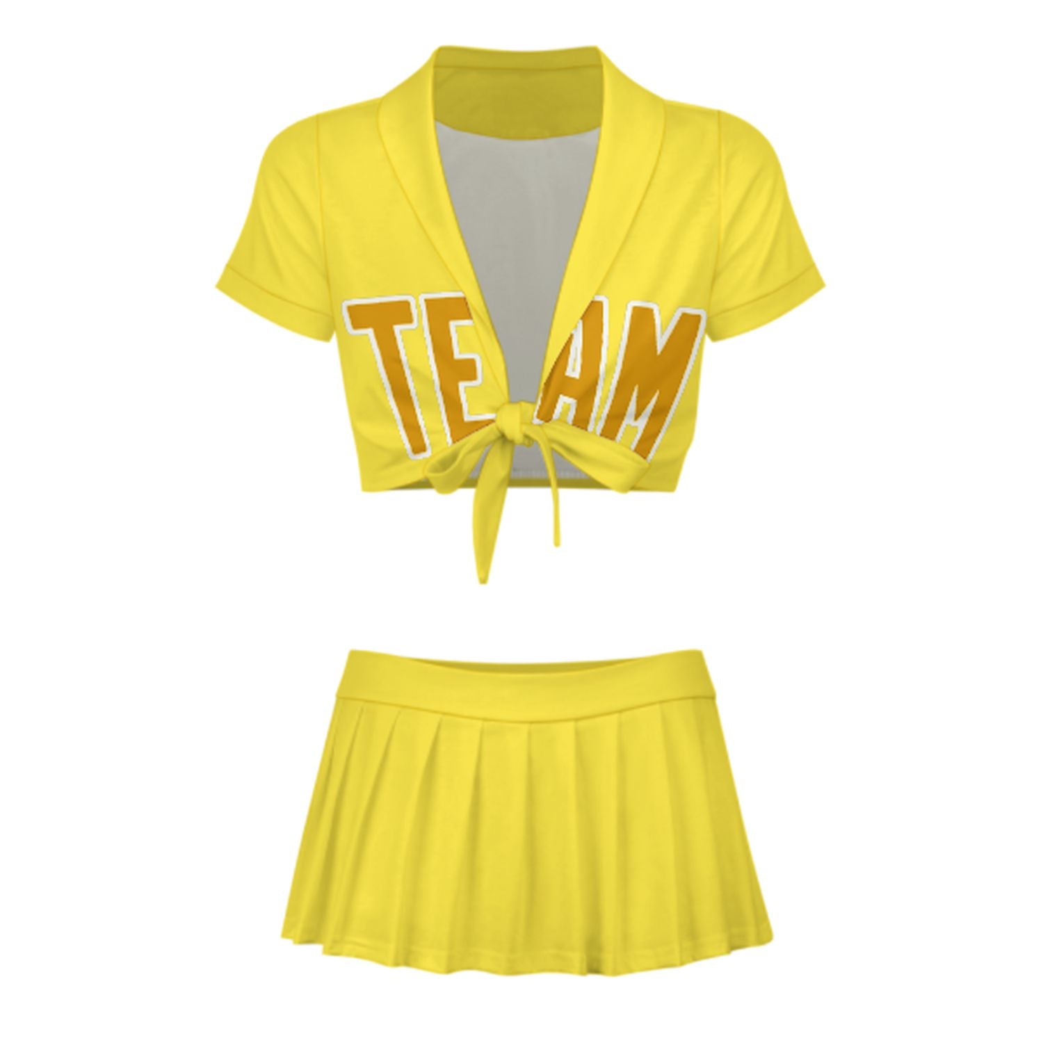 Maßgeschneidertes Blassgelb Gelb Cheerleader Outfit Set