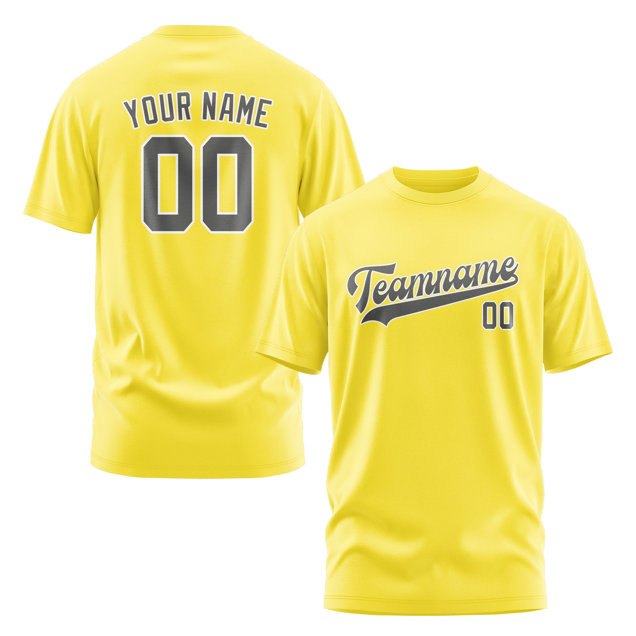 Maßgeschneidertes Blassgelb Dunkelgrau T-Shirt