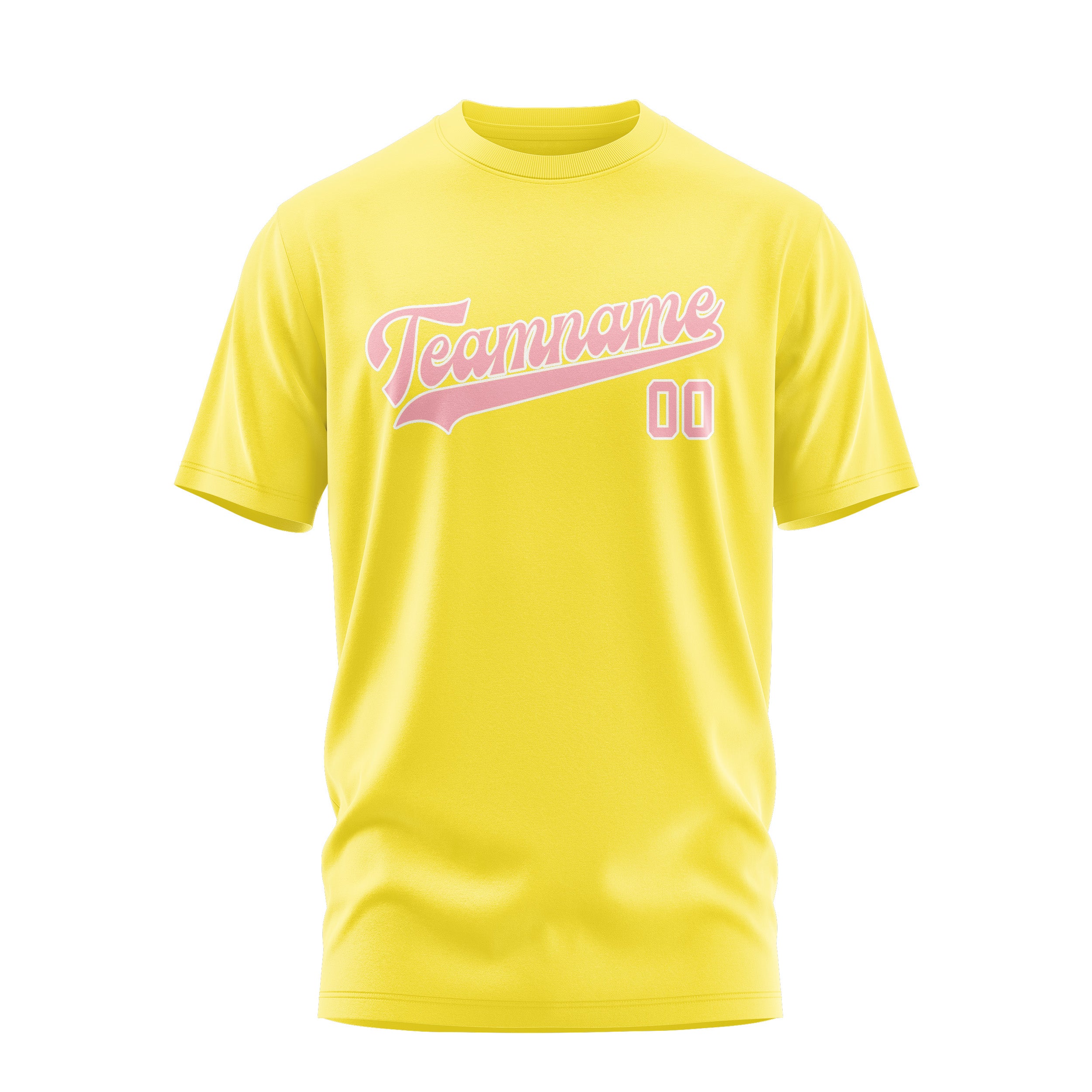 Maßgeschneidertes Blassgelb Rosa T-Shirt