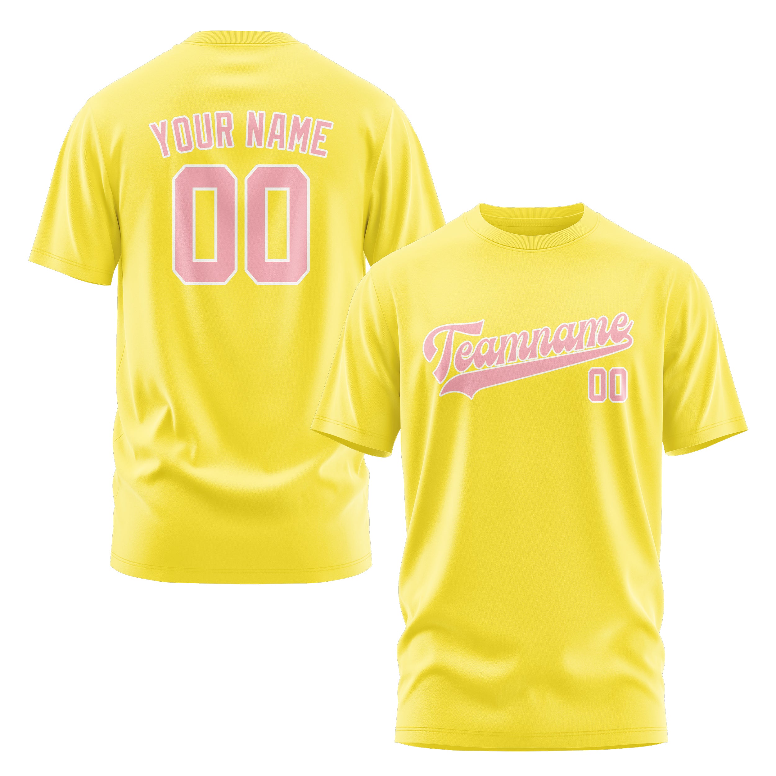 Maßgeschneidertes Blassgelb Rosa T-Shirt
