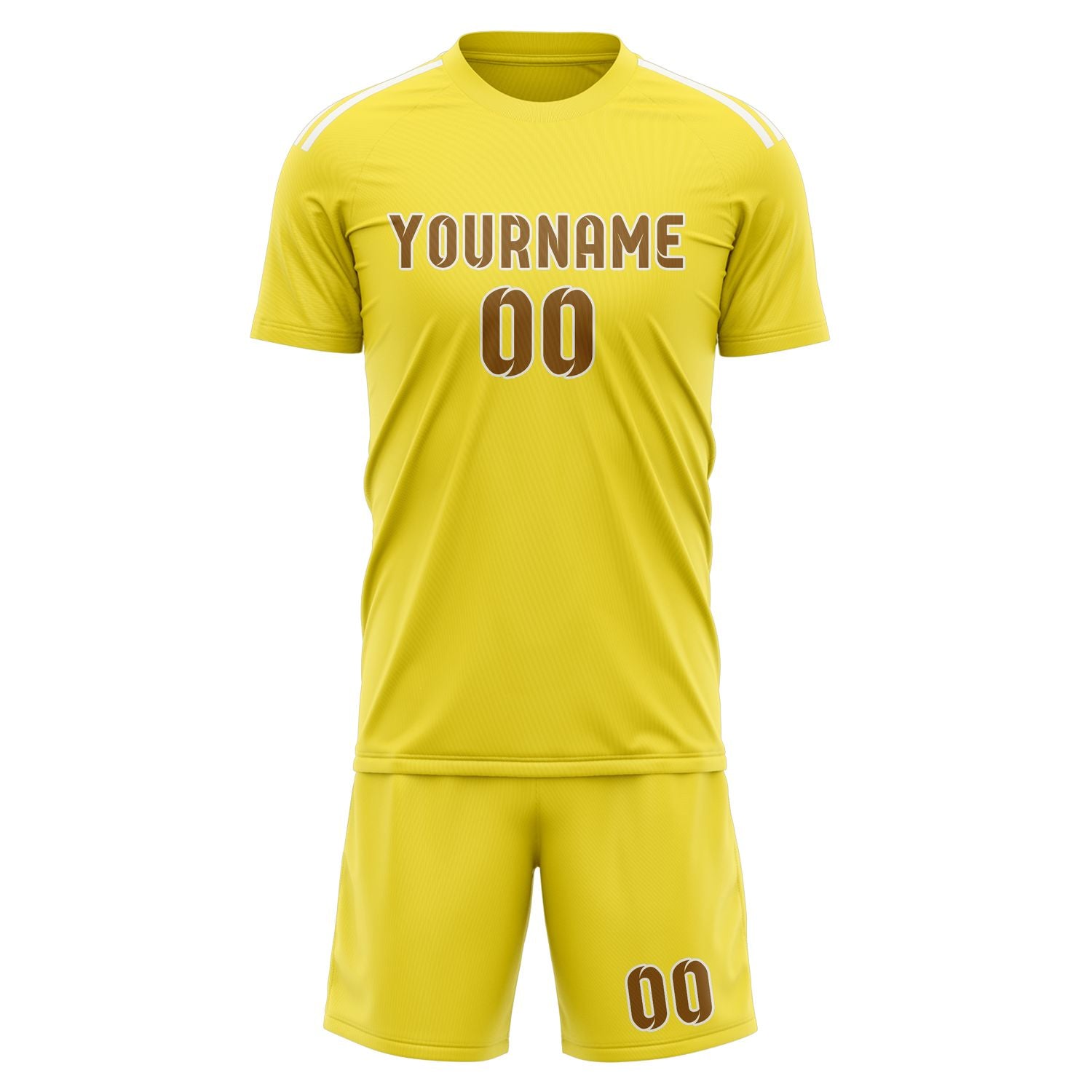Maßgeschneidertes Professionelles Blassgelb Khaki Fußballtrikot-Set
