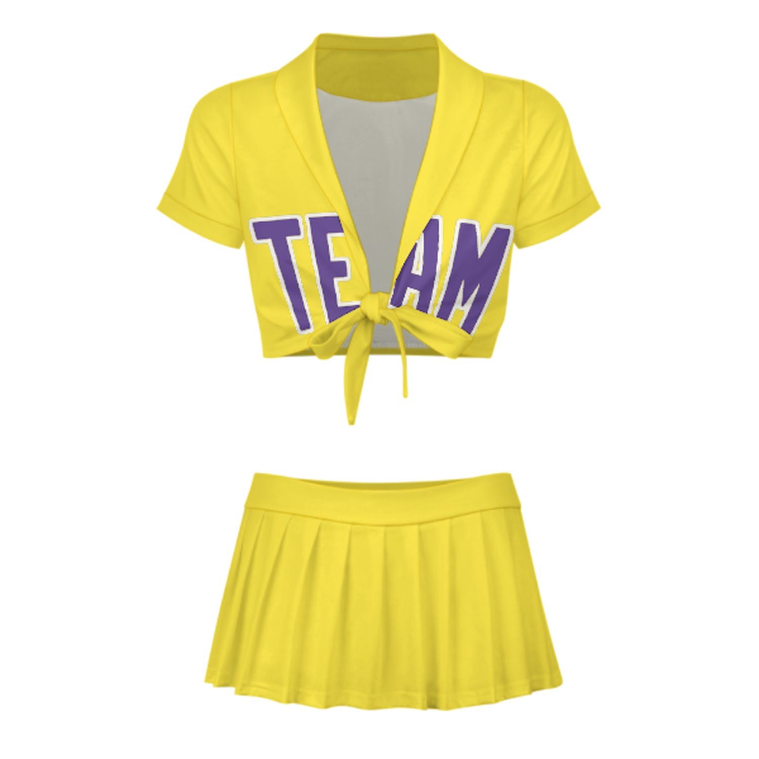 Maßgeschneidertes Blassgelb Lavendel Cheerleader Outfit Set
