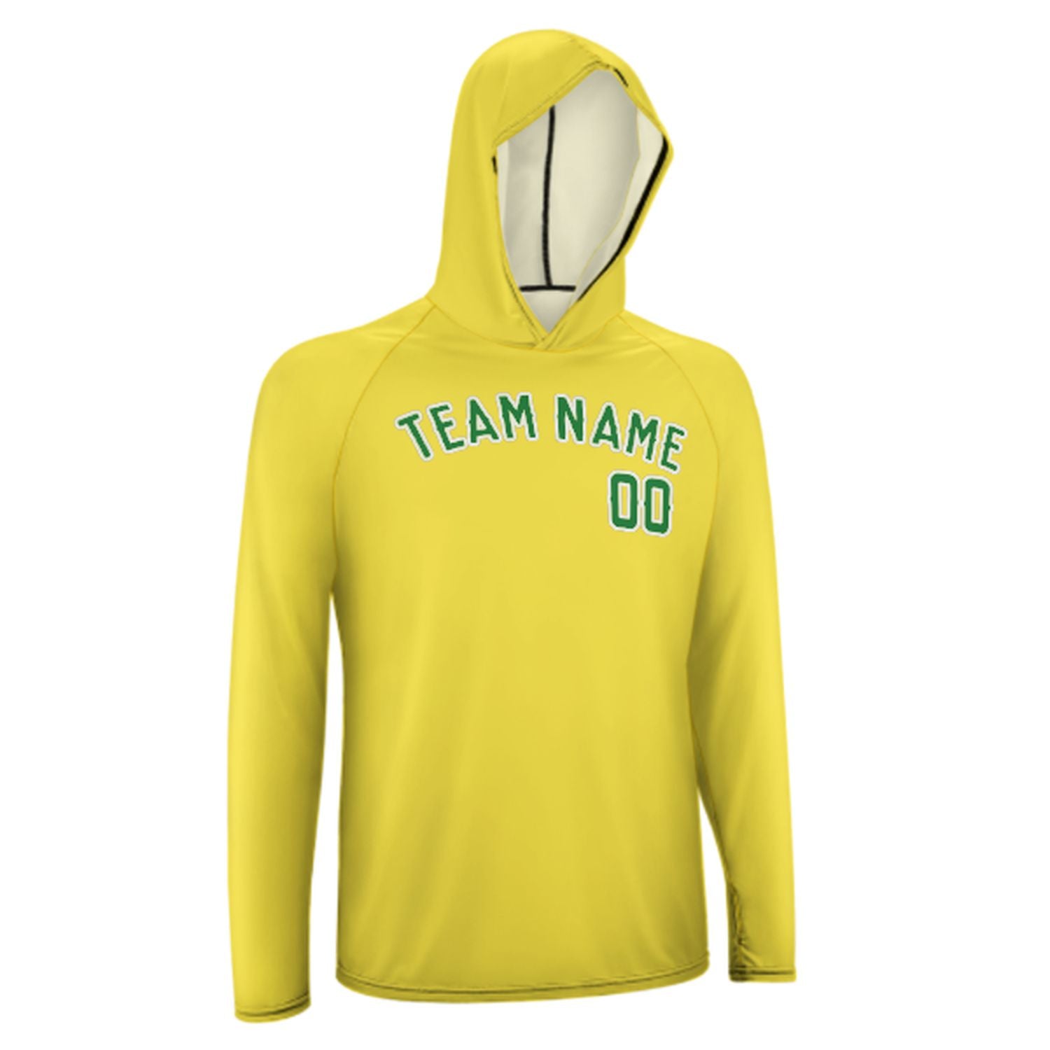 Na míru na míru světle žlutá smaragdová zelená UV-hoodie