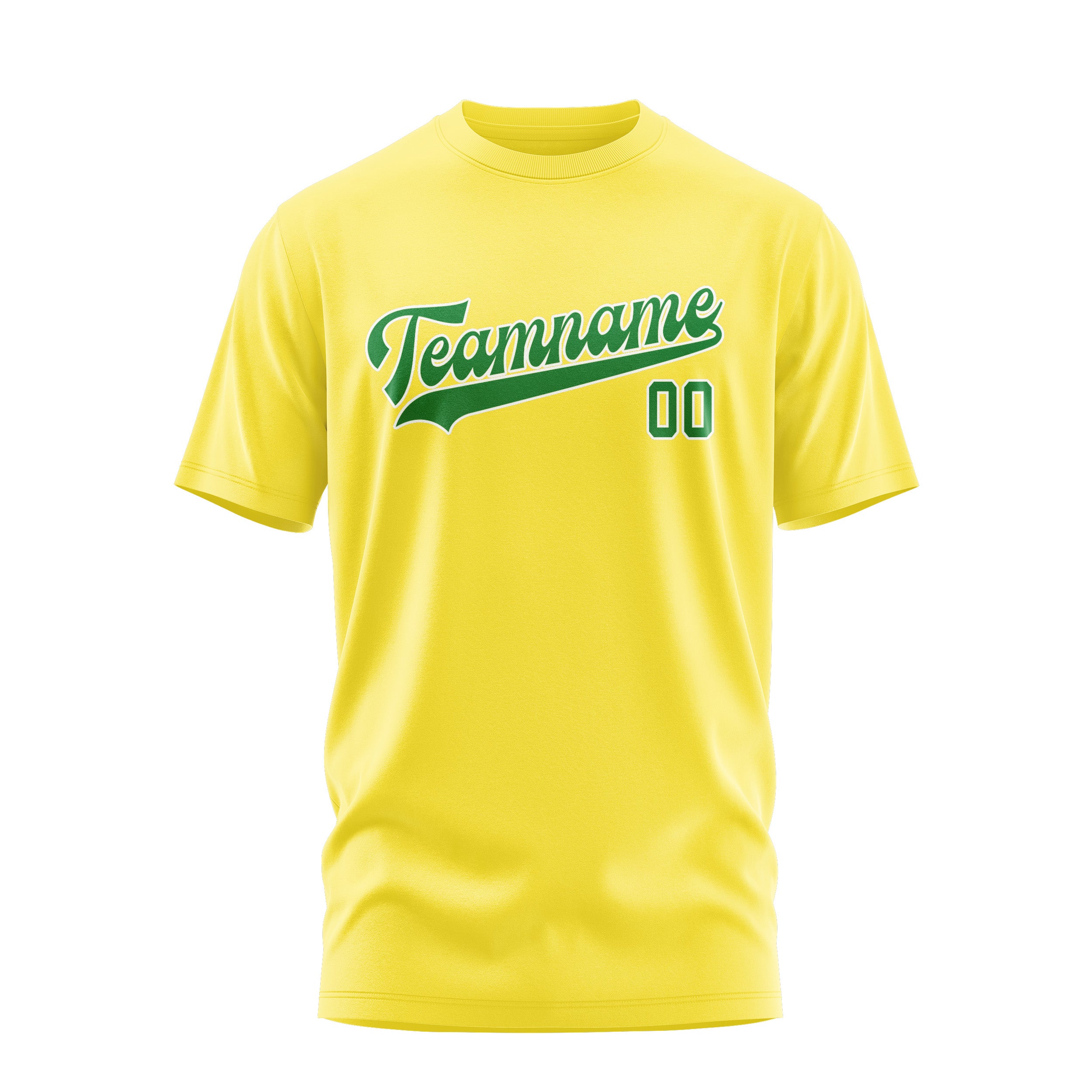 Maßgeschneidertes Blassgelb Smaragdgrün T-Shirt