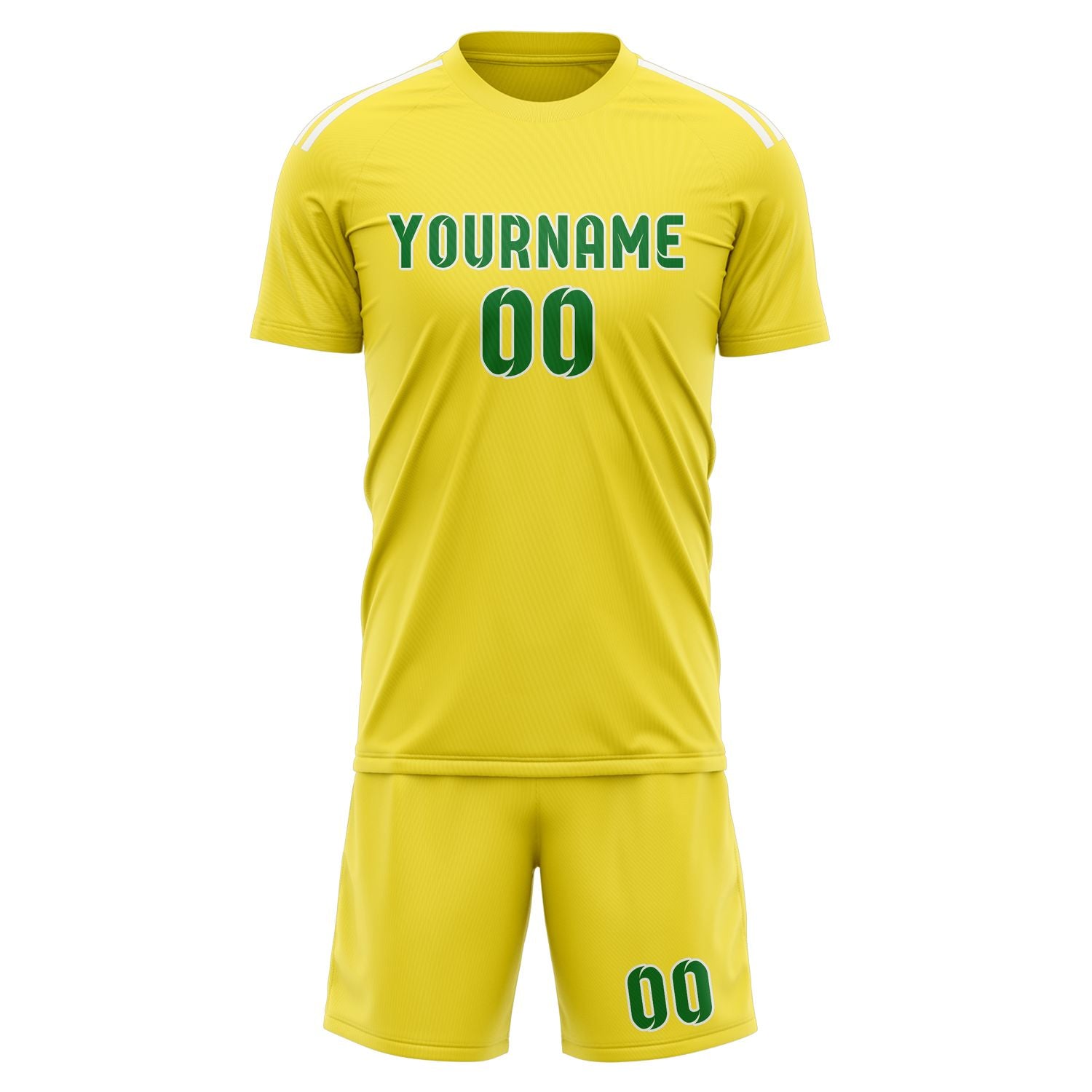 Maßgeschneidertes Professionelles Blassgelb Smaragdgrün Fußballtrikot-Set