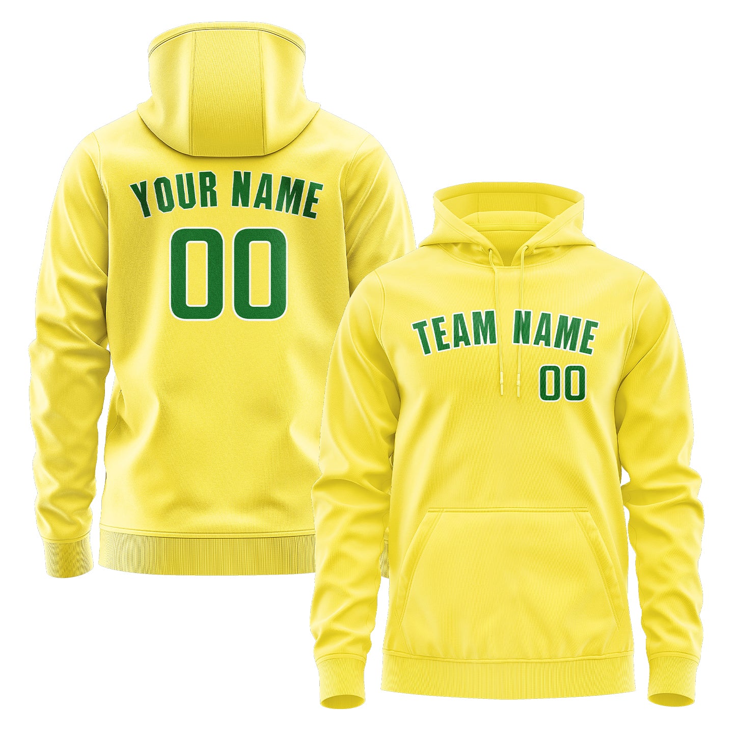 Maßgeschneidertes Blassgelb Smaragdgrün Hoodie