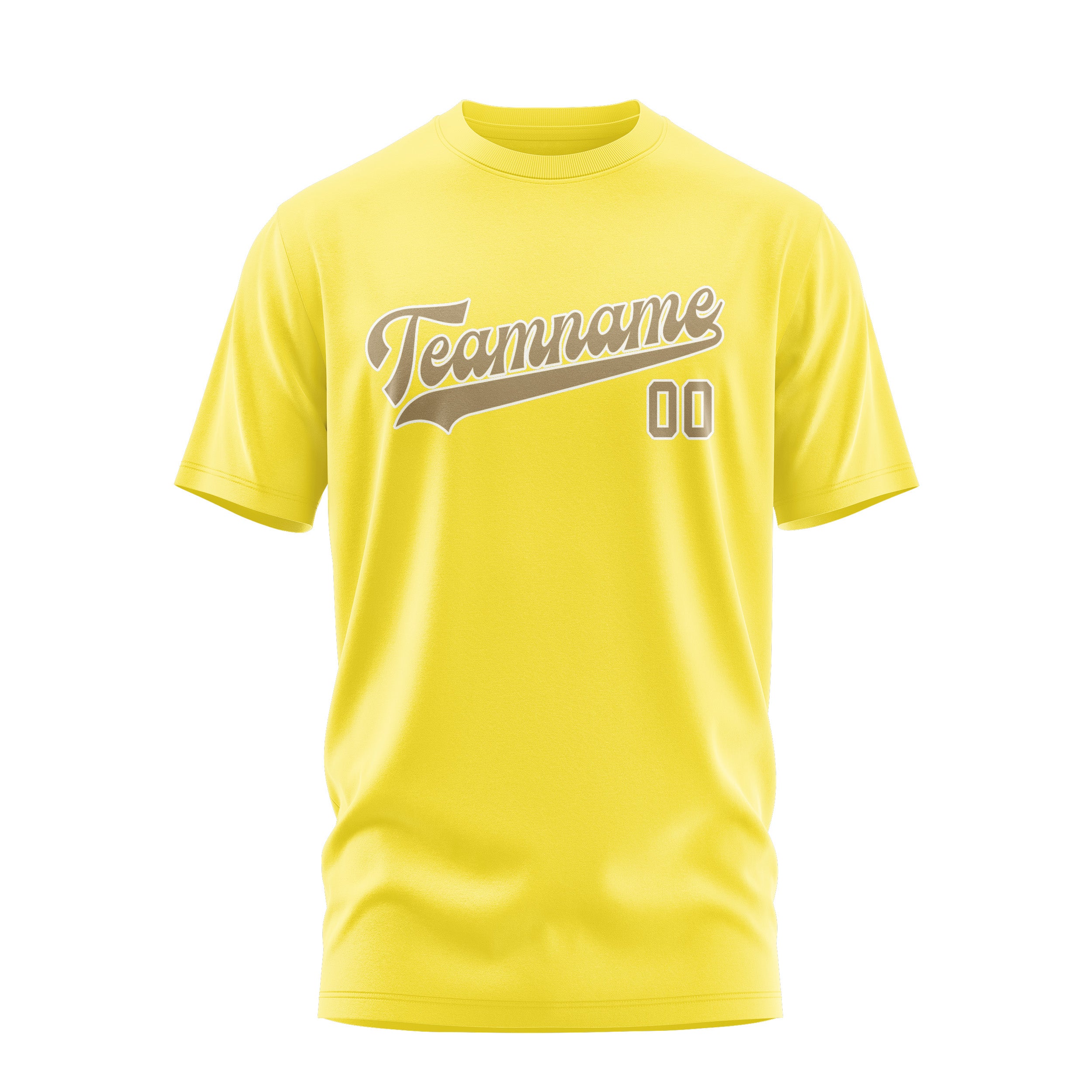 Maßgeschneidertes Blassgelb Hellkhaki T-Shirt