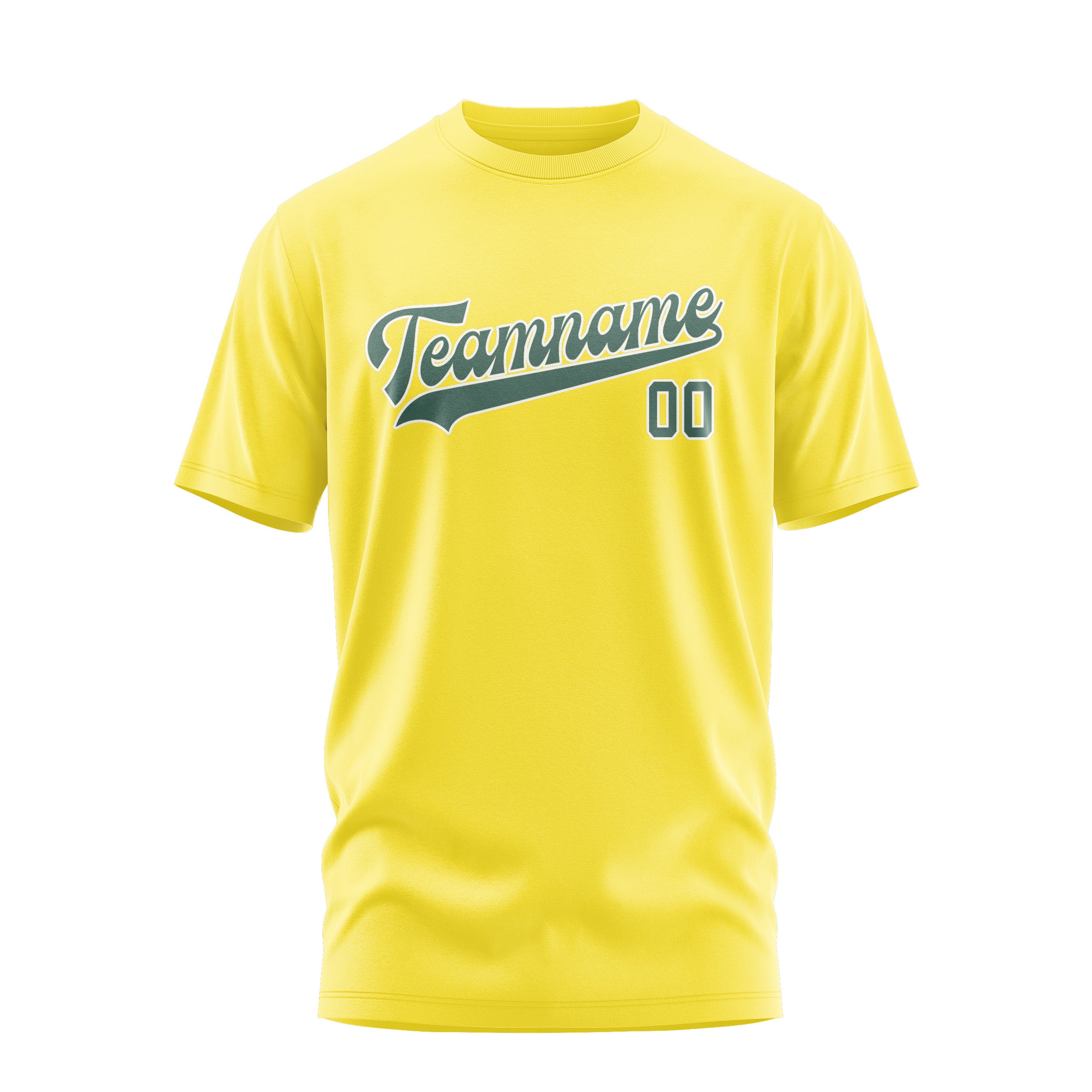 Maßgeschneidertes Blassgelb Blaugrün T-Shirt
