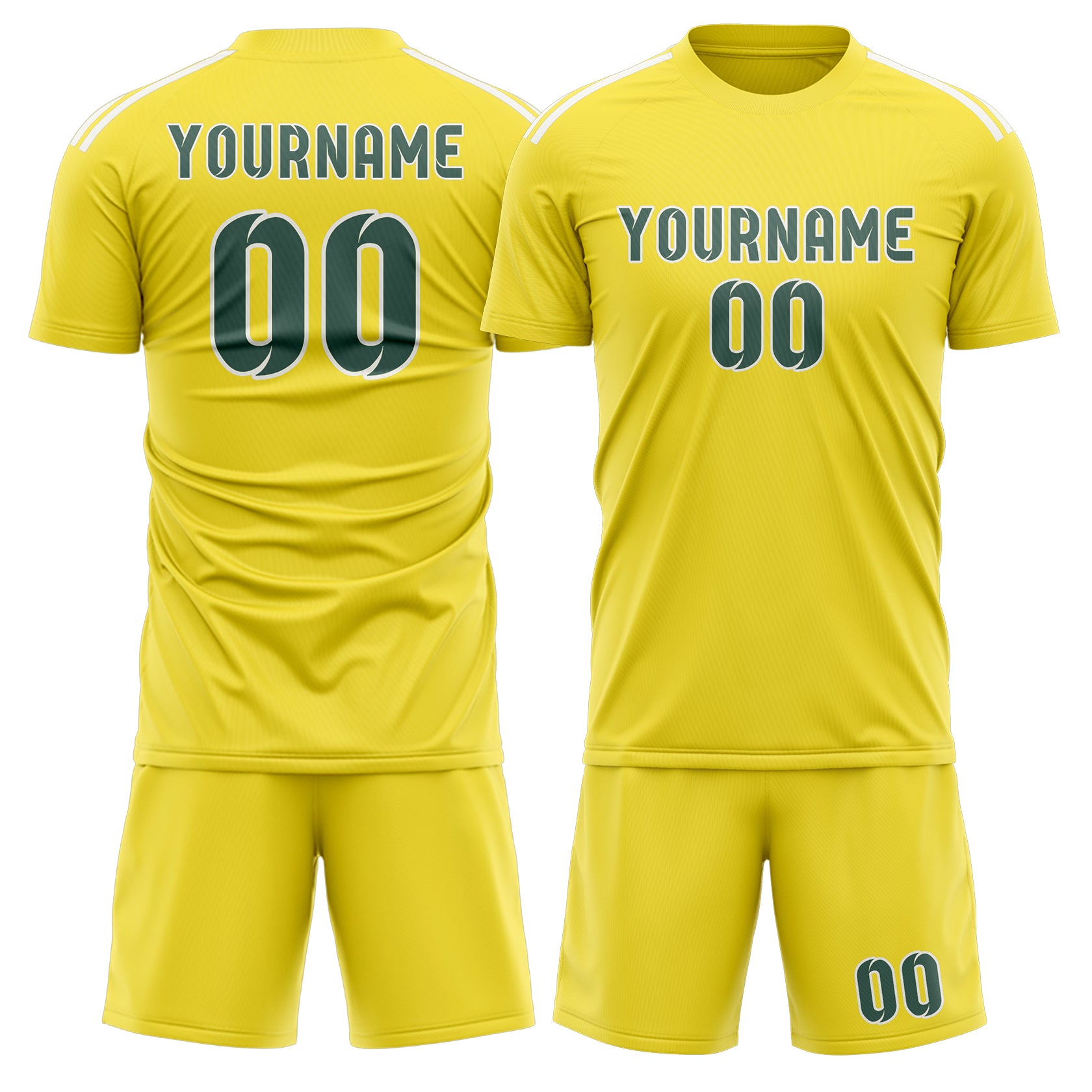 Maßgeschneidertes Professionelles Blassgelb Blaugrün Fußballtrikot-Set