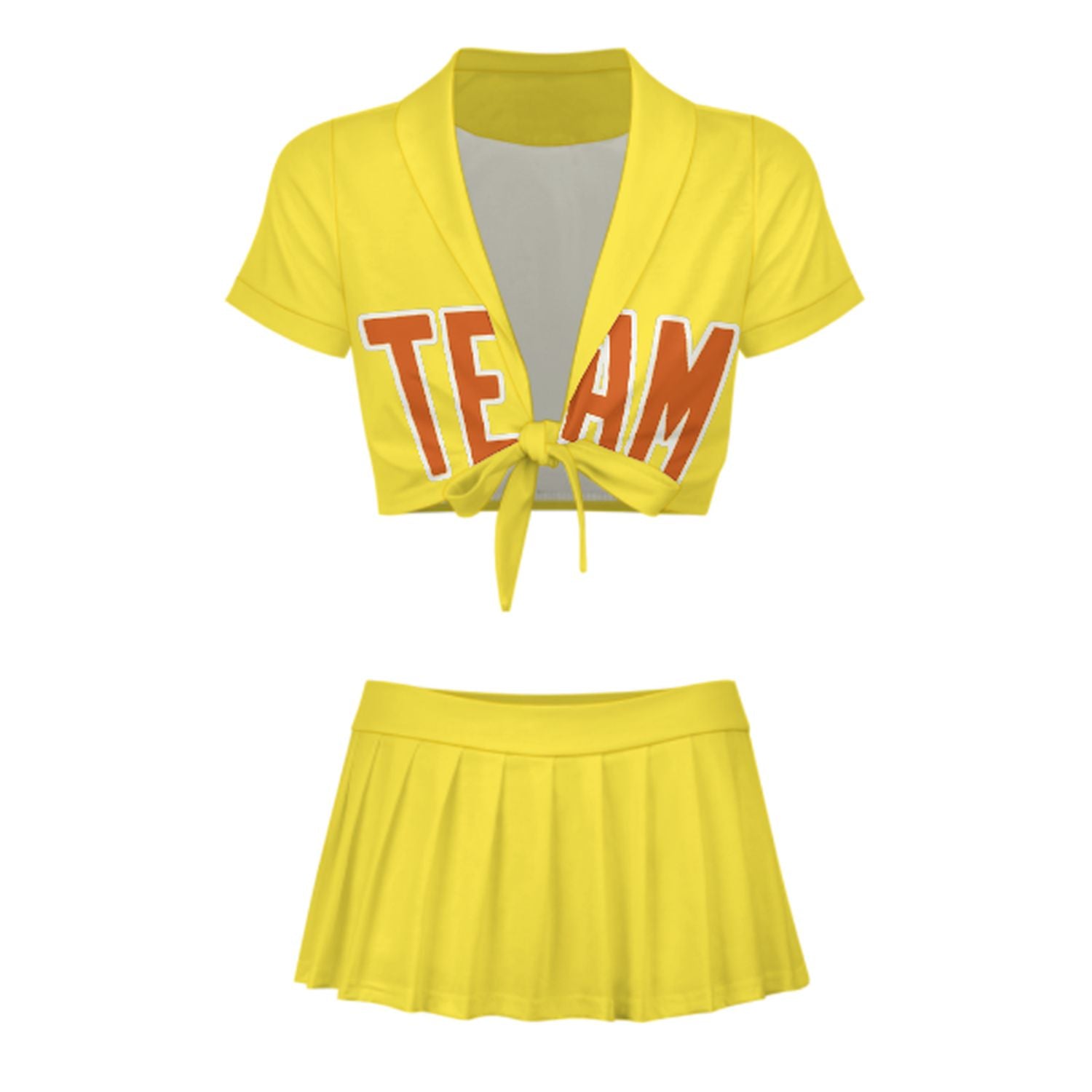 Maßgeschneidertes Blassgelb Orange Cheerleader Outfit Set