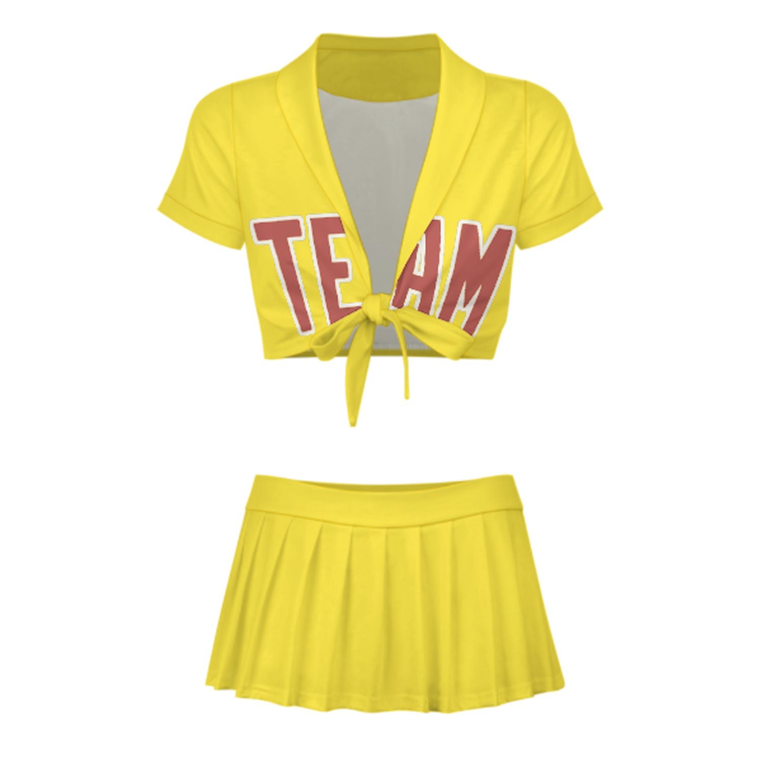 Maßgeschneidertes Blassgelb Kupferrose Cheerleader Outfit Set