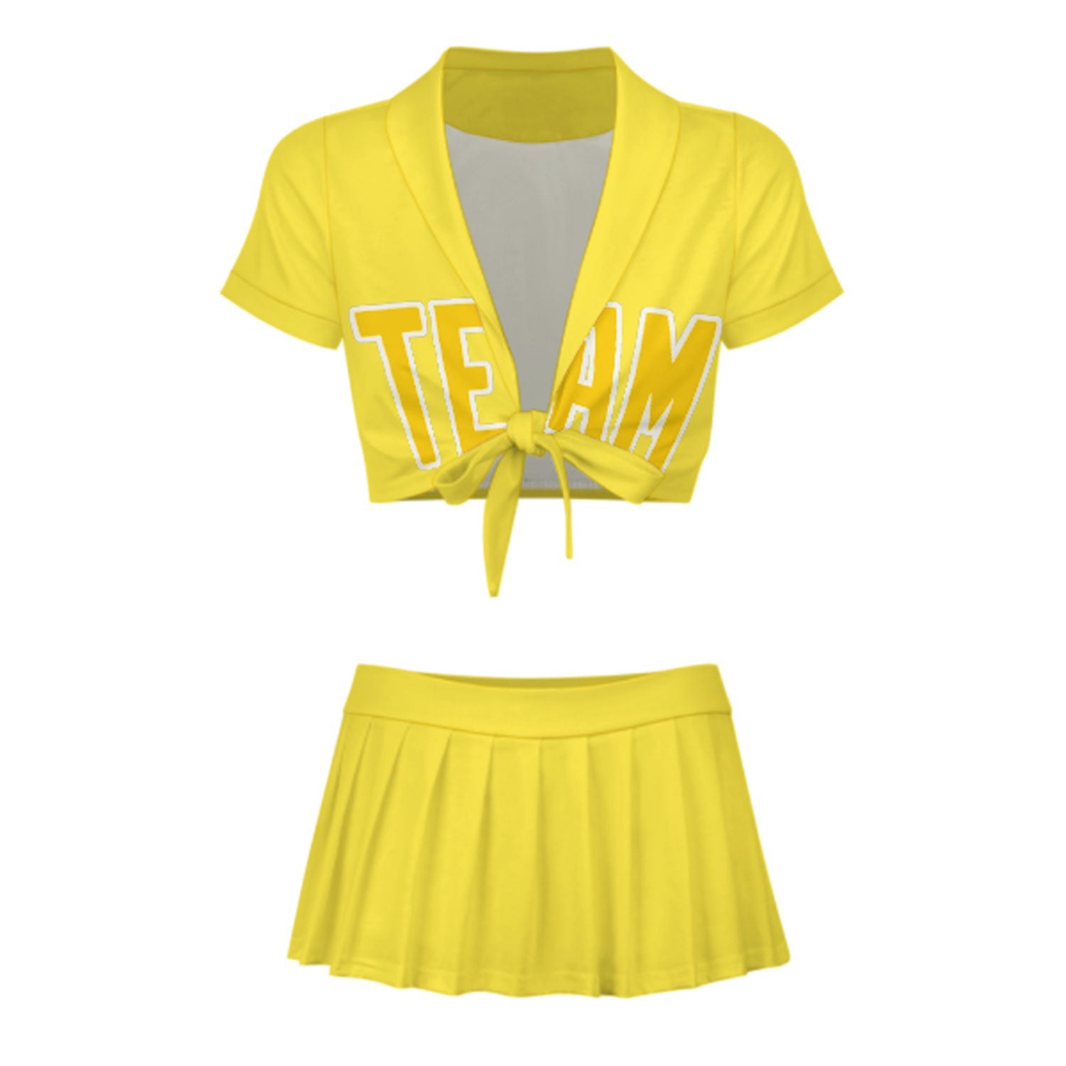 Maßgeschneidertes Blassgelb Gold Cheerleader Outfit Set