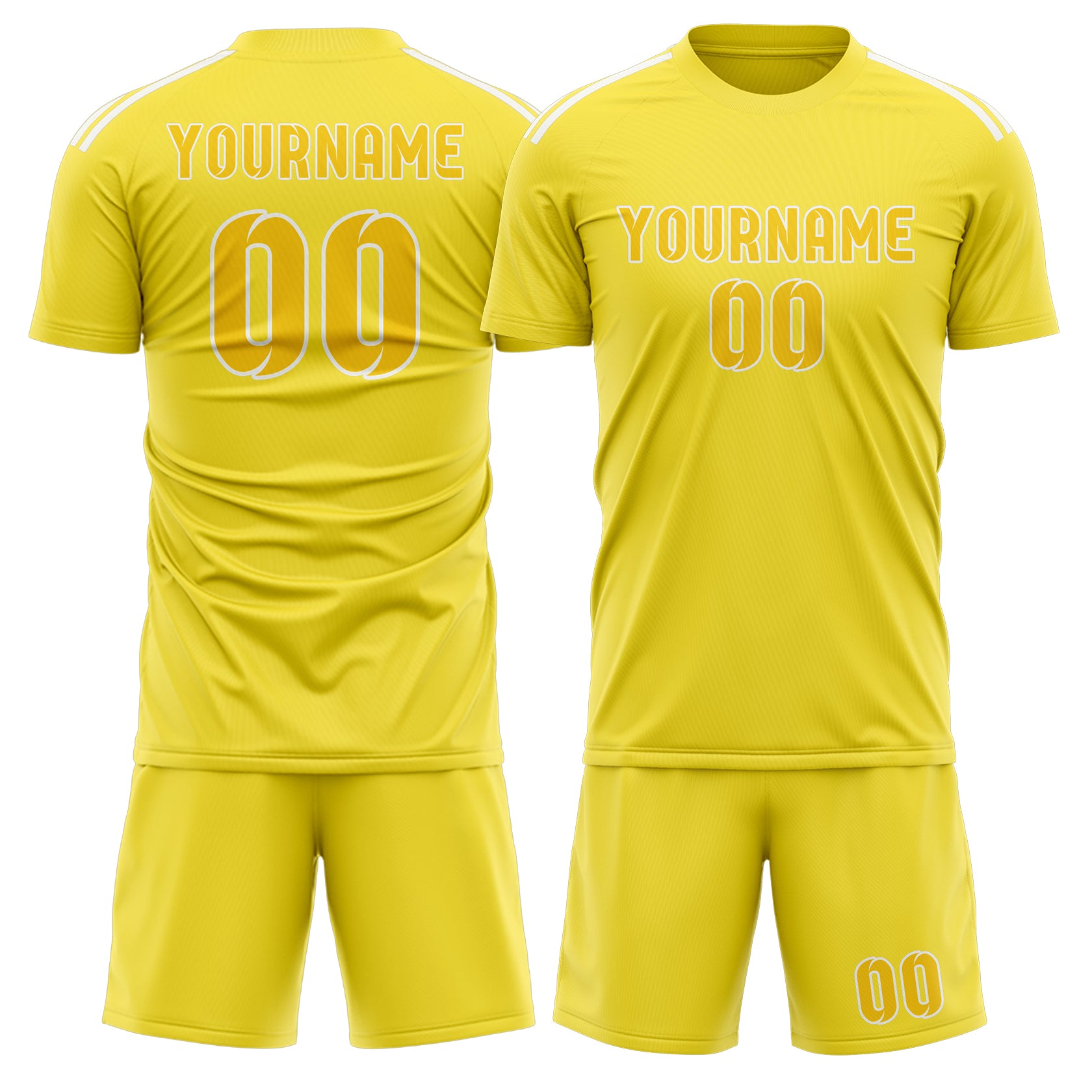 Maßgeschneidertes Professionelles Blassgelb Gold Fußballtrikot-Set