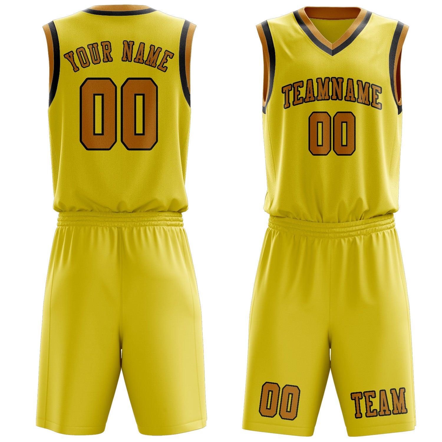 Benutzerdefiniertes Professionelles Blassgelb Gelb Basketballtrikot-Set