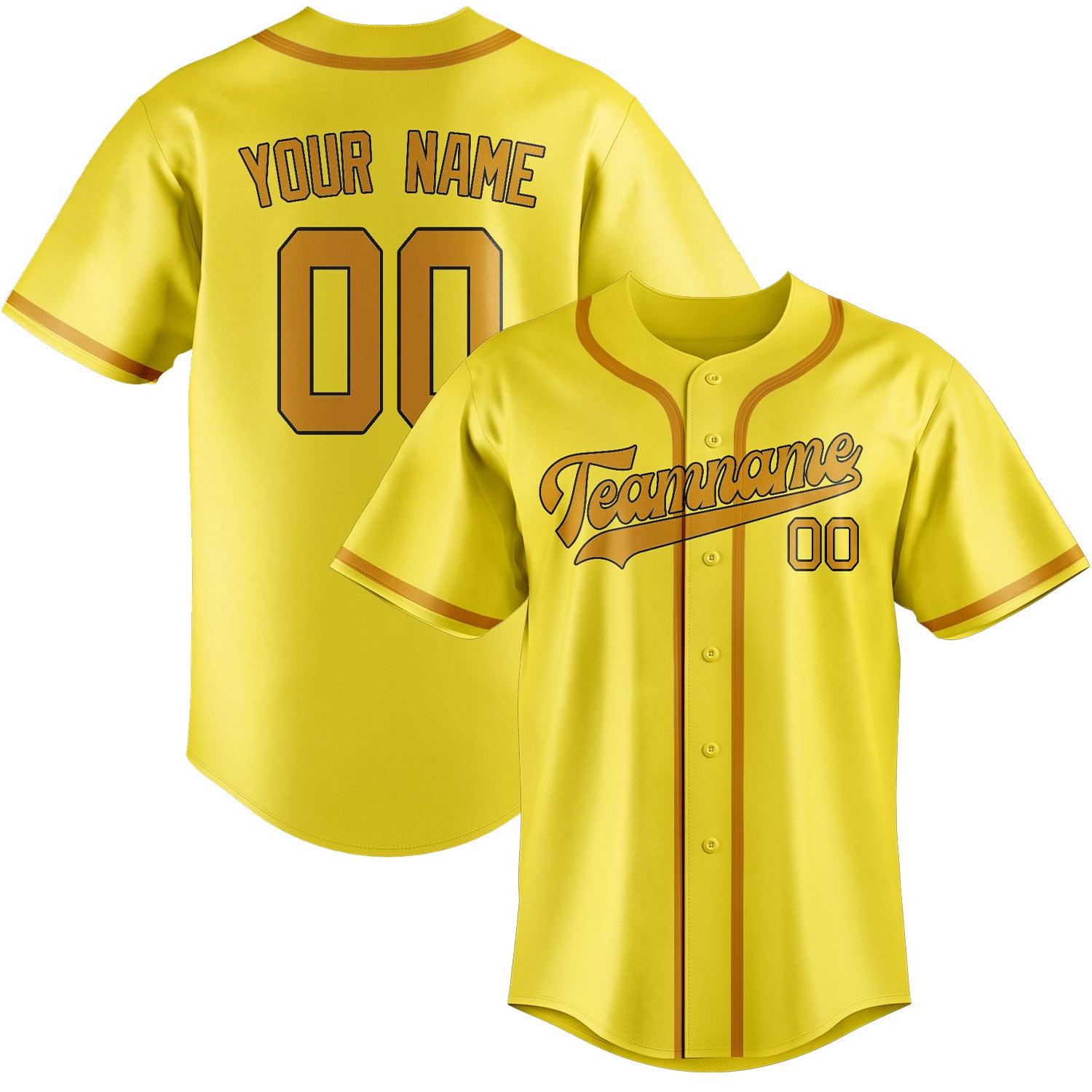 Benutzerdefiniertes Professionelles Blassgelb Gelb Baseballtrikot