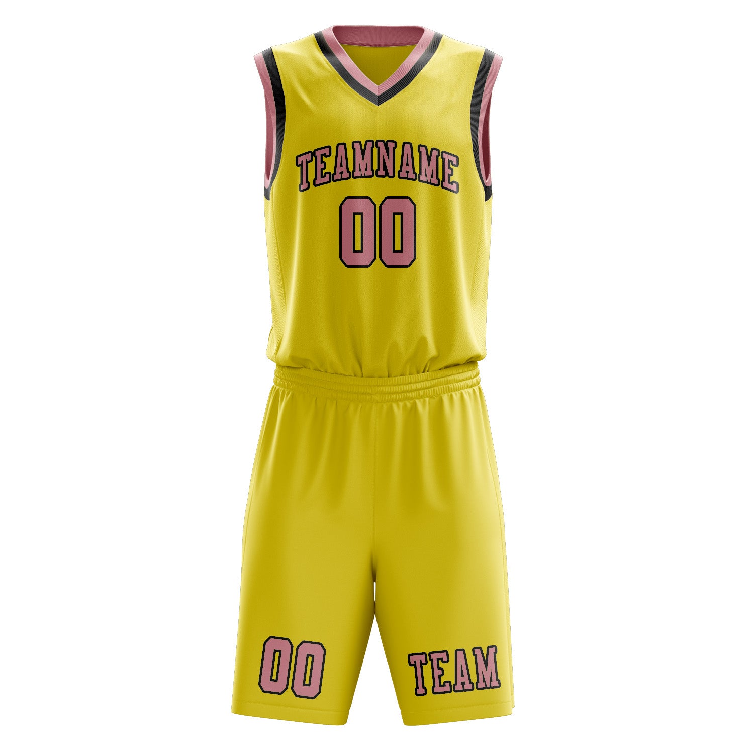 Benutzerdefiniertes Professionelles Blassgelb Rosa Basketballtrikot-Set