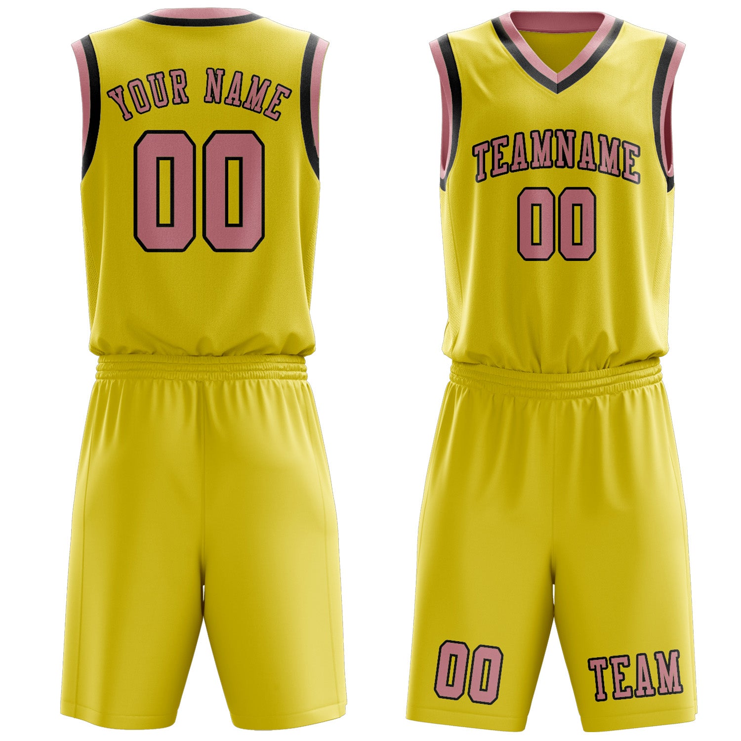 Benutzerdefiniertes Professionelles Blassgelb Rosa Basketballtrikot-Set