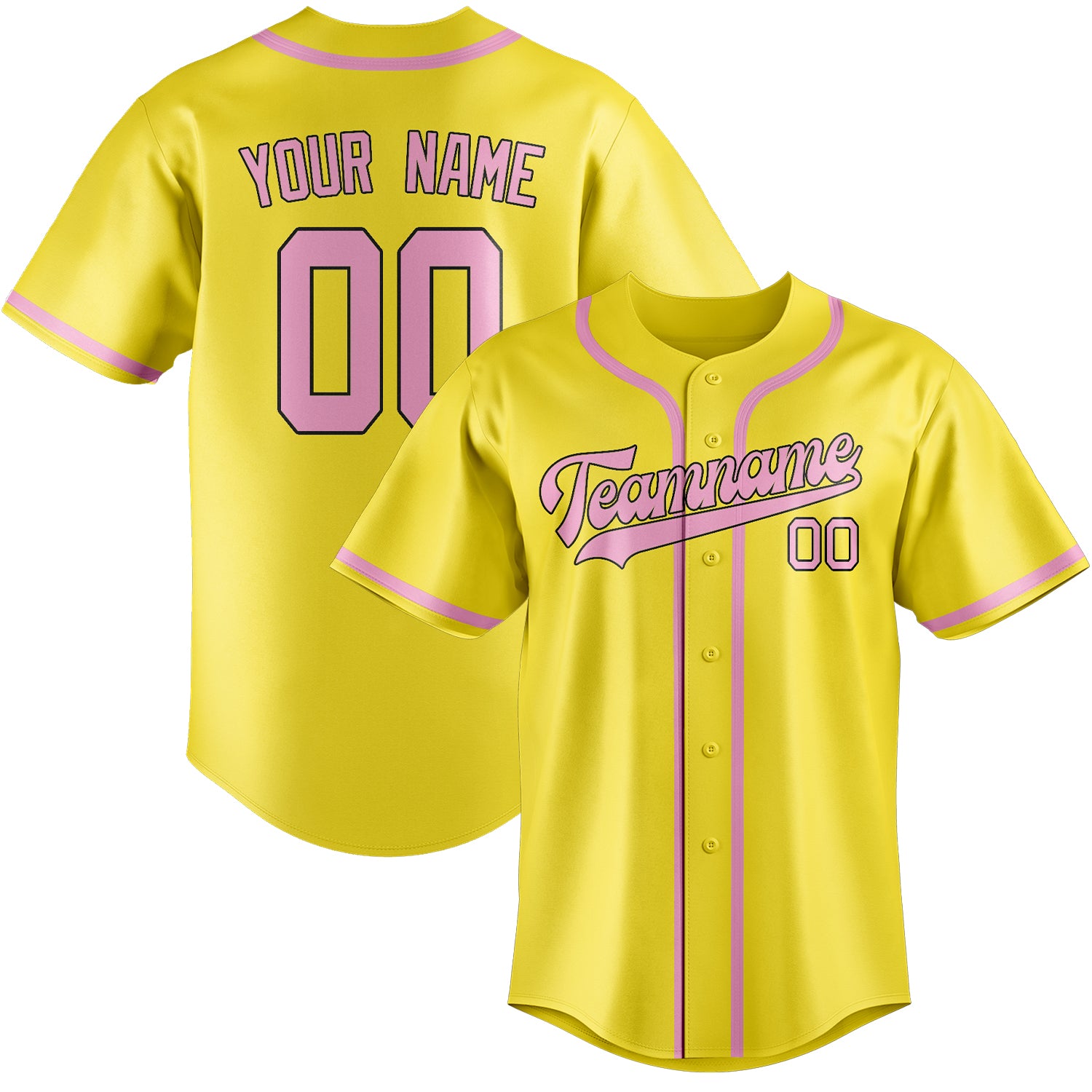 Benutzerdefiniertes Professionelles Blassgelb Rosa Baseballtrikot
