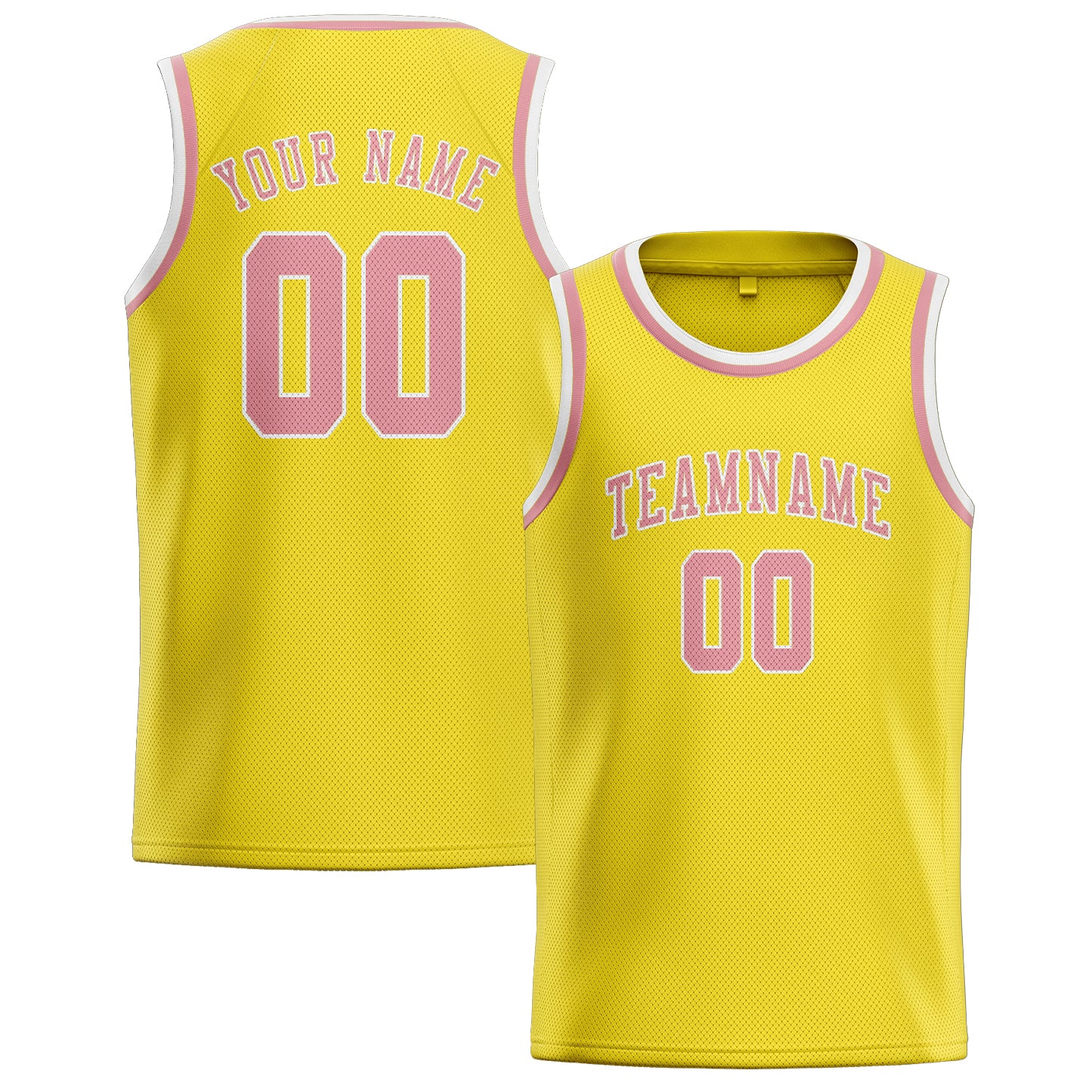 Benutzerdefiniertes Professionelles Blassgelb Rosa Basketballtrikot