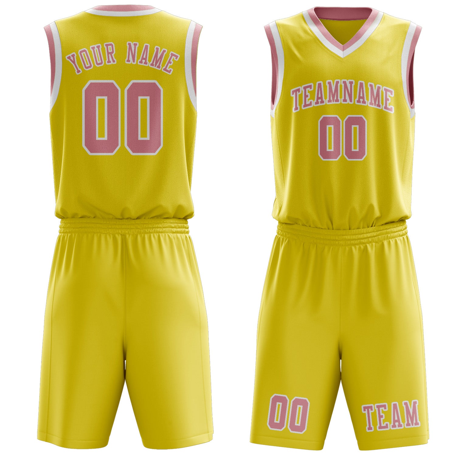 Benutzerdefiniertes Professionelles Blassgelb Rosa Basketballtrikot-Set