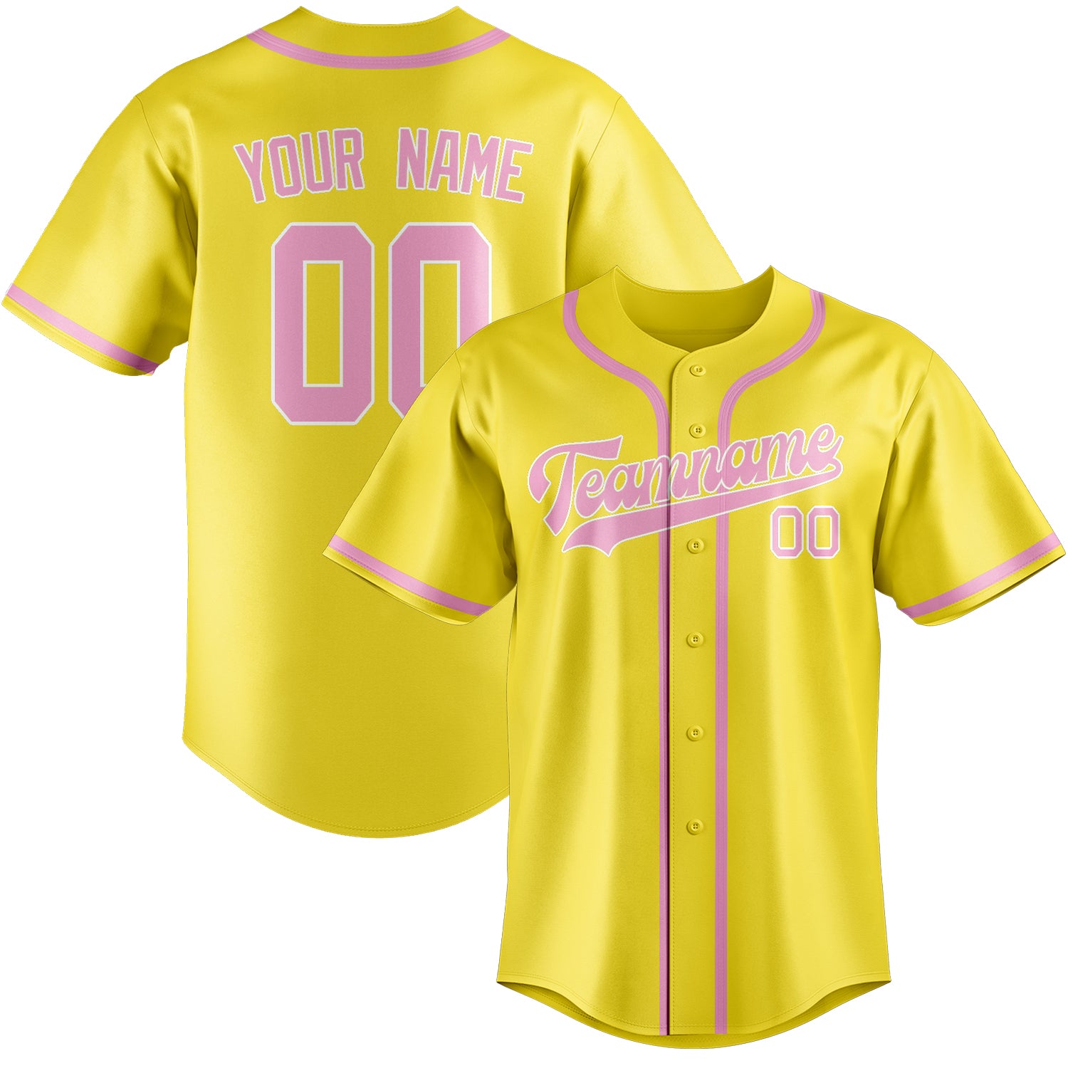 Benutzerdefiniertes Professionelles Blassgelb Rosa Baseballtrikot