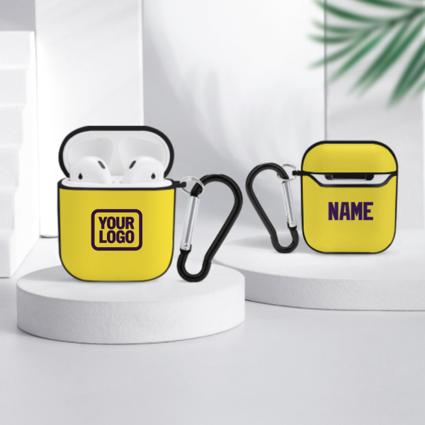 Maßgeschneidertes Blassgelb Lila AirPods-Hülle