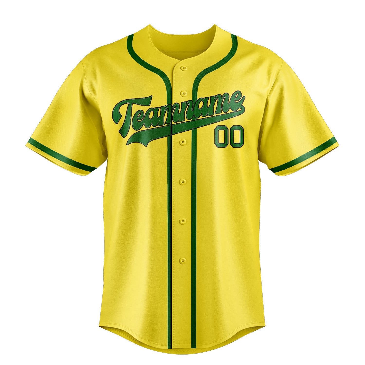Benutzerdefiniertes Professionelles Blassgelb Smaragdgrün Baseballtrikot