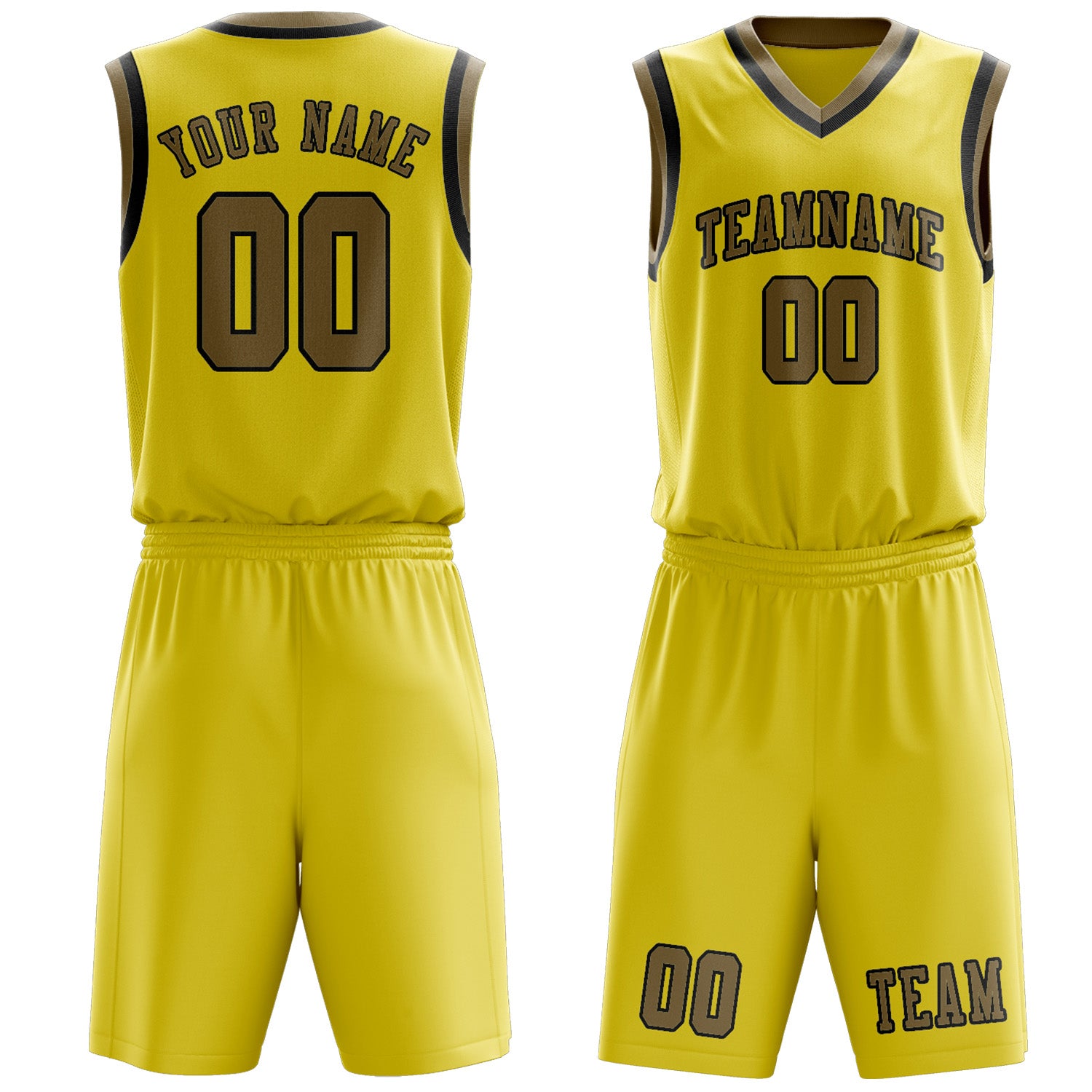 Benutzerdefiniertes Professionelles Blassgelb Hellkhaki Basketballtrikot-Set