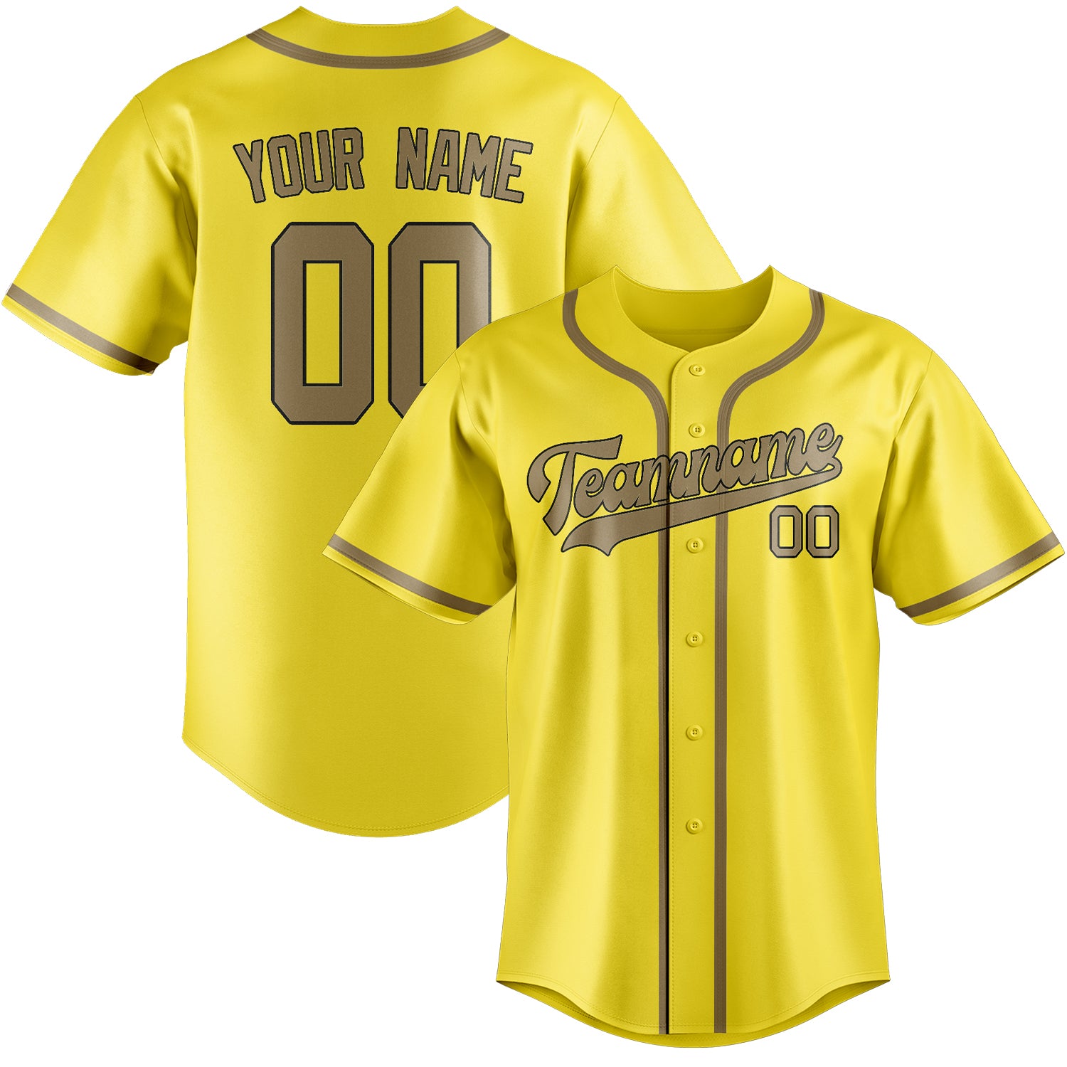 Benutzerdefiniertes Professionelles Blassgelb Hellkhaki Baseballtrikot