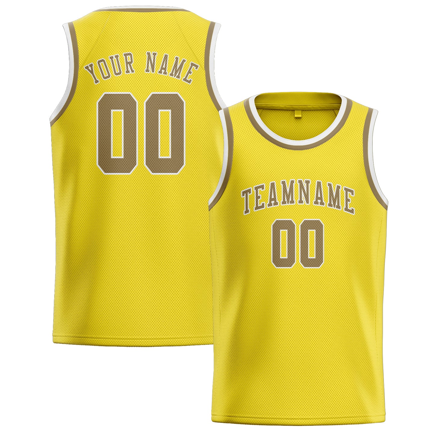 Benutzerdefiniertes Professionelles Blassgelb Hellkhaki Basketballtrikot