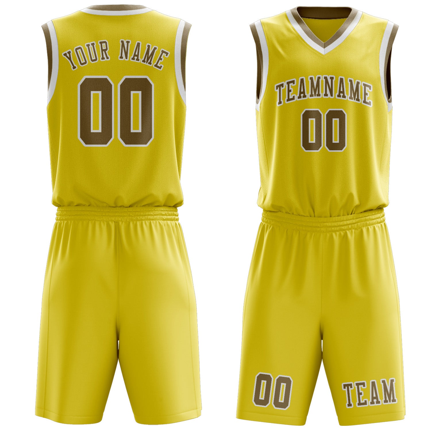 Benutzerdefiniertes Professionelles Blassgelb Hellkhaki Basketballtrikot-Set