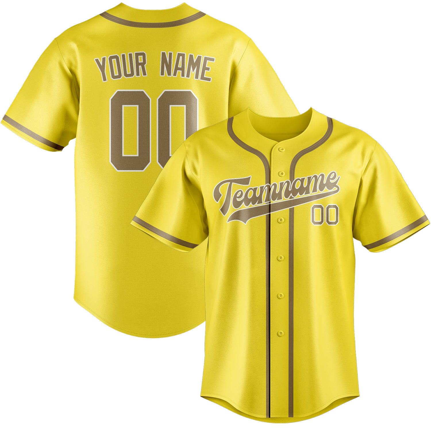 Benutzerdefiniertes Professionelles Blassgelb Hellkhaki Baseballtrikot