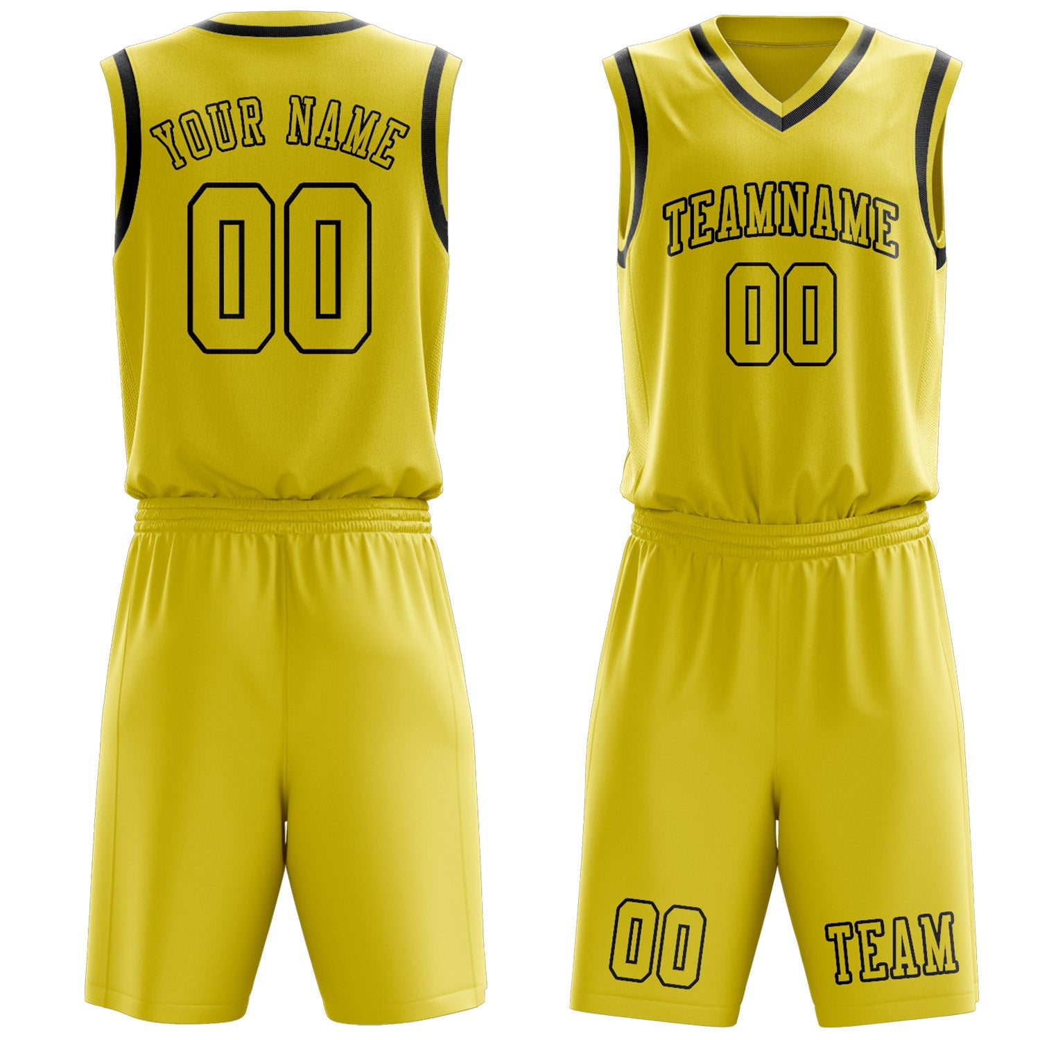 Benutzerdefiniertes Professionelles Blassgelb Schwarz Basketballtrikot-Set