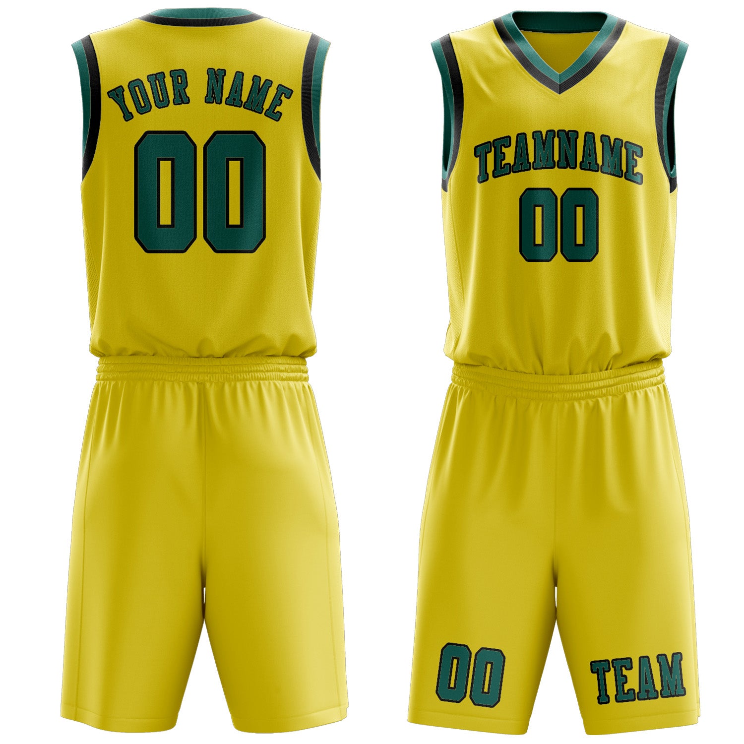 Benutzerdefiniertes Professionelles Blassgelb Blaugrün Basketballtrikot-Set