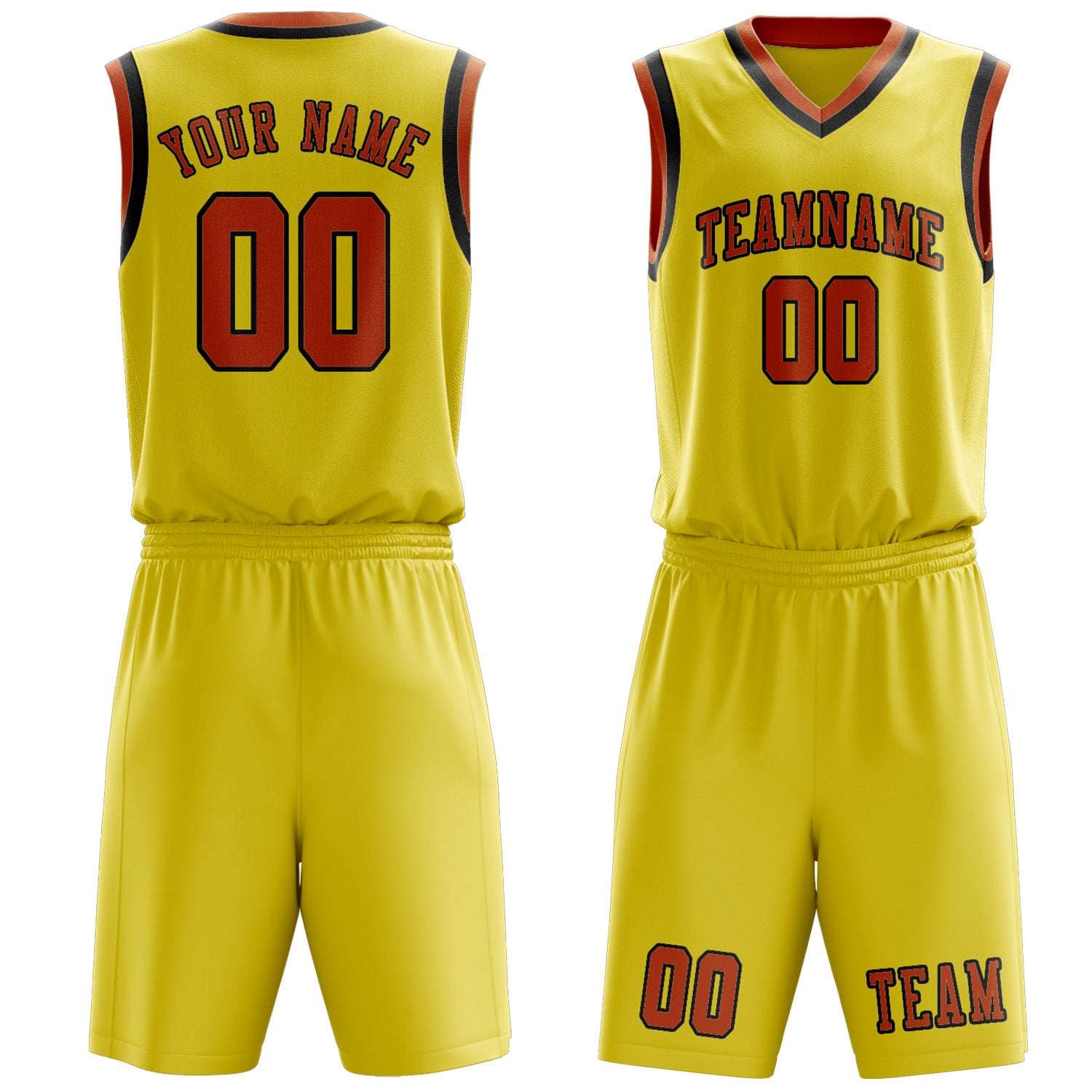 Benutzerdefiniertes Professionelles Blassgelb Orange Basketballtrikot-Set