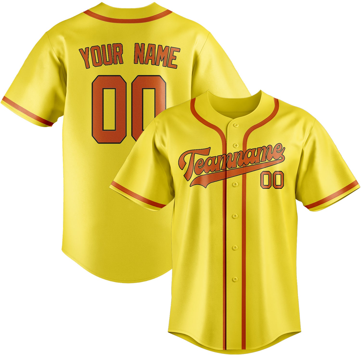 Benutzerdefiniertes Professionelles Blassgelb Orange Baseballtrikot