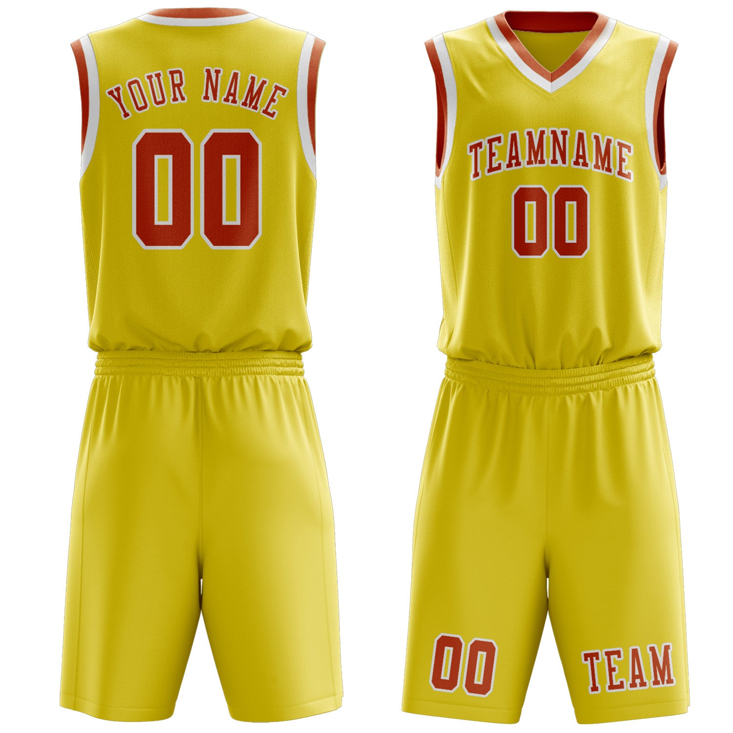 Benutzerdefiniertes Professionelles Blassgelb Orange Basketballtrikot-Set